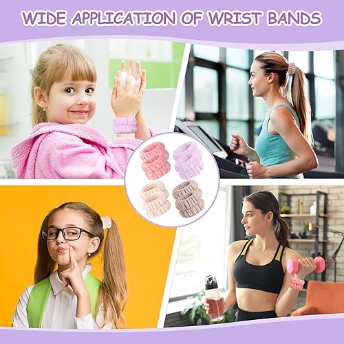 Miniatura 7 de 8 pulseras de lavado de cara, toallas de muñeca para lavar la cara, muñeca, spa, banda de lavado de muñeca, protectores de agua para lavado facial,