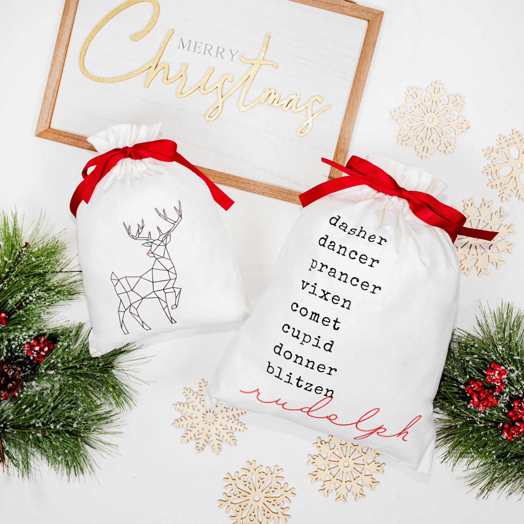Drawstring Christmas Gift Bags Set | Easy Wrapping | Inspire Uplift