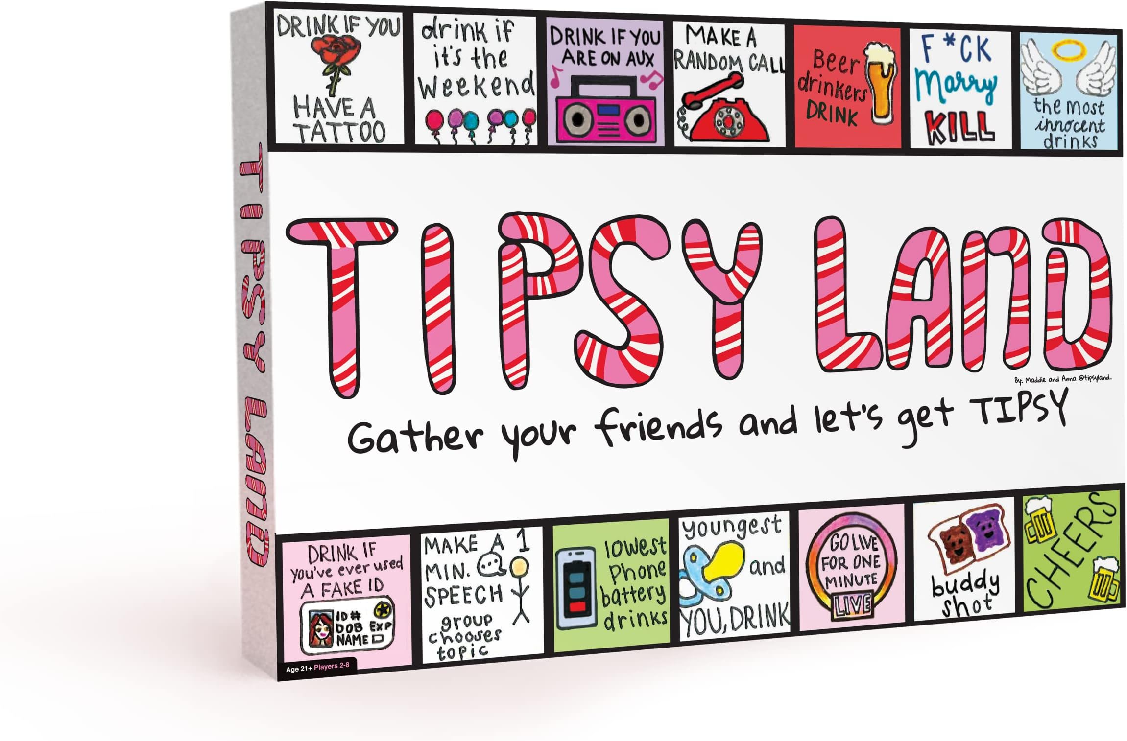Imagination Gaming Tipsy Land Your New Favorite Party Board Game, 75+ Unique Spaces for Calling Out Friends, Silly Dares & Confessions, Mini Competitions, Includes “Never Have I Ever” Cards