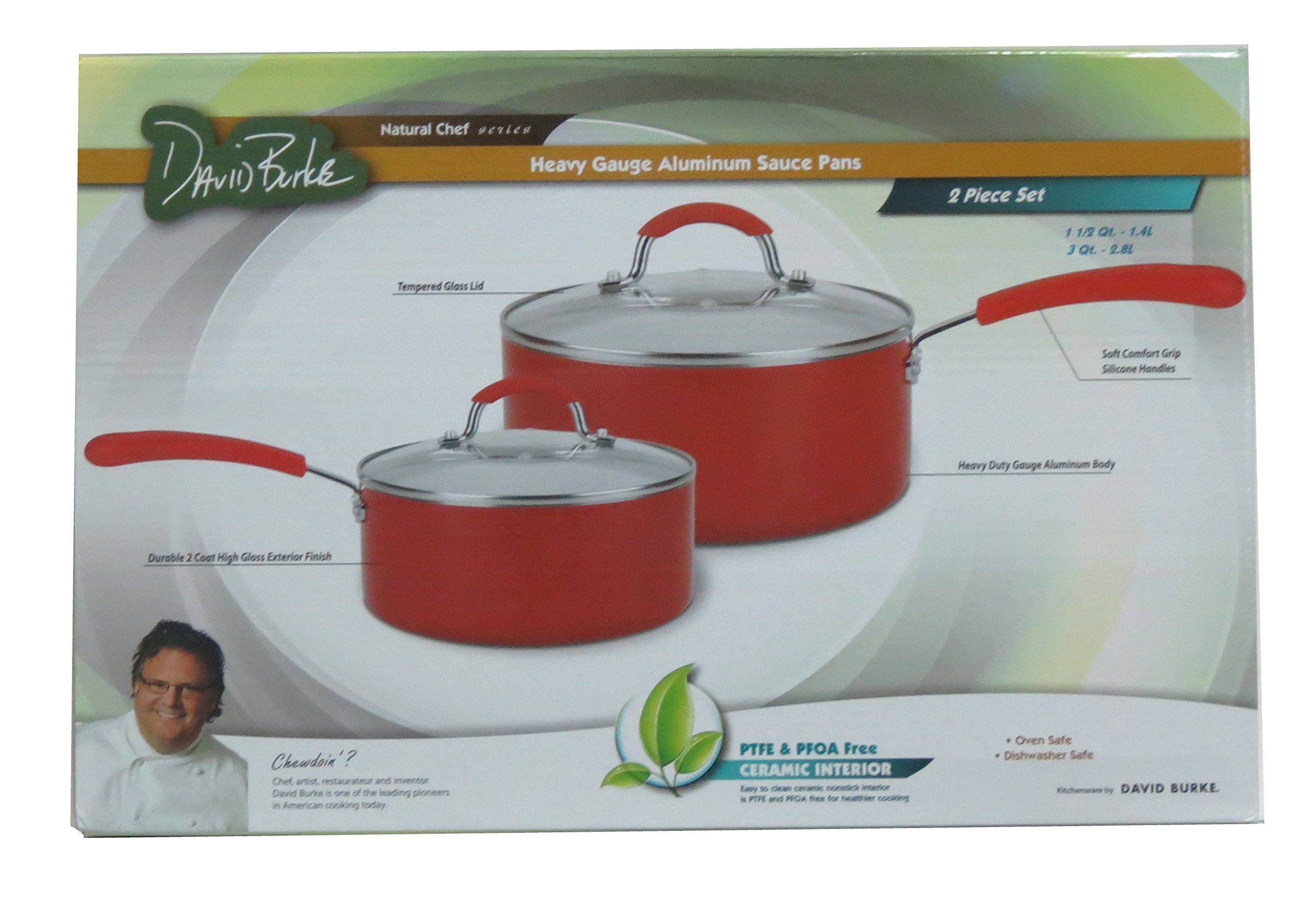 David Burke PTFE & PFOA Free 2 Piece Heavy Gauge Aluminum Sauce Pans