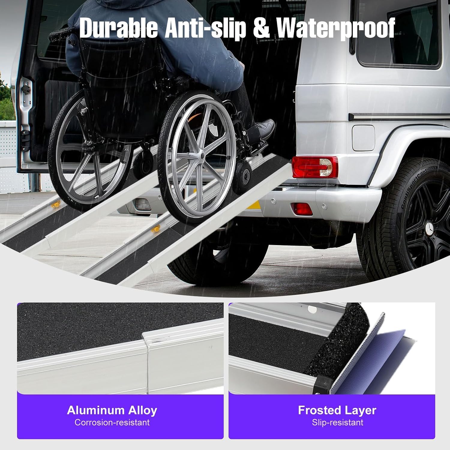 2 Rampas Telescópicas Portátiles para Sillas De Ruedas | Rampa para Umbrales De Puertas Y Escaleras, Capacidad De Carga De 275 Kg, Longitud Extendida De 122 Cm Y Altura Máxima del Escalón De 200