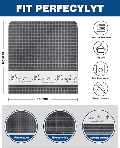 Miniatura 6 de AMZRicher Paquete de 6 fundas para respaldo de sillas de comedor, diseño de celosía gris, diseño retro de Live-Love-Laugh, lavable, elástico,