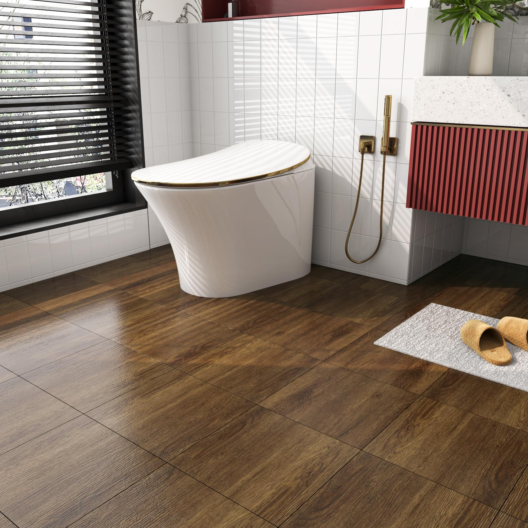 FunStick Pavimento PVC Adesivo Effetto Legno Adesivi per Piastrelle Bagno Salotto Marrone Vintage Antiscivolo 30×30CM 30 Piastrelle Adesive Mattonelle Legno Rivestimento Pavimento Cucina Adesivo PVC