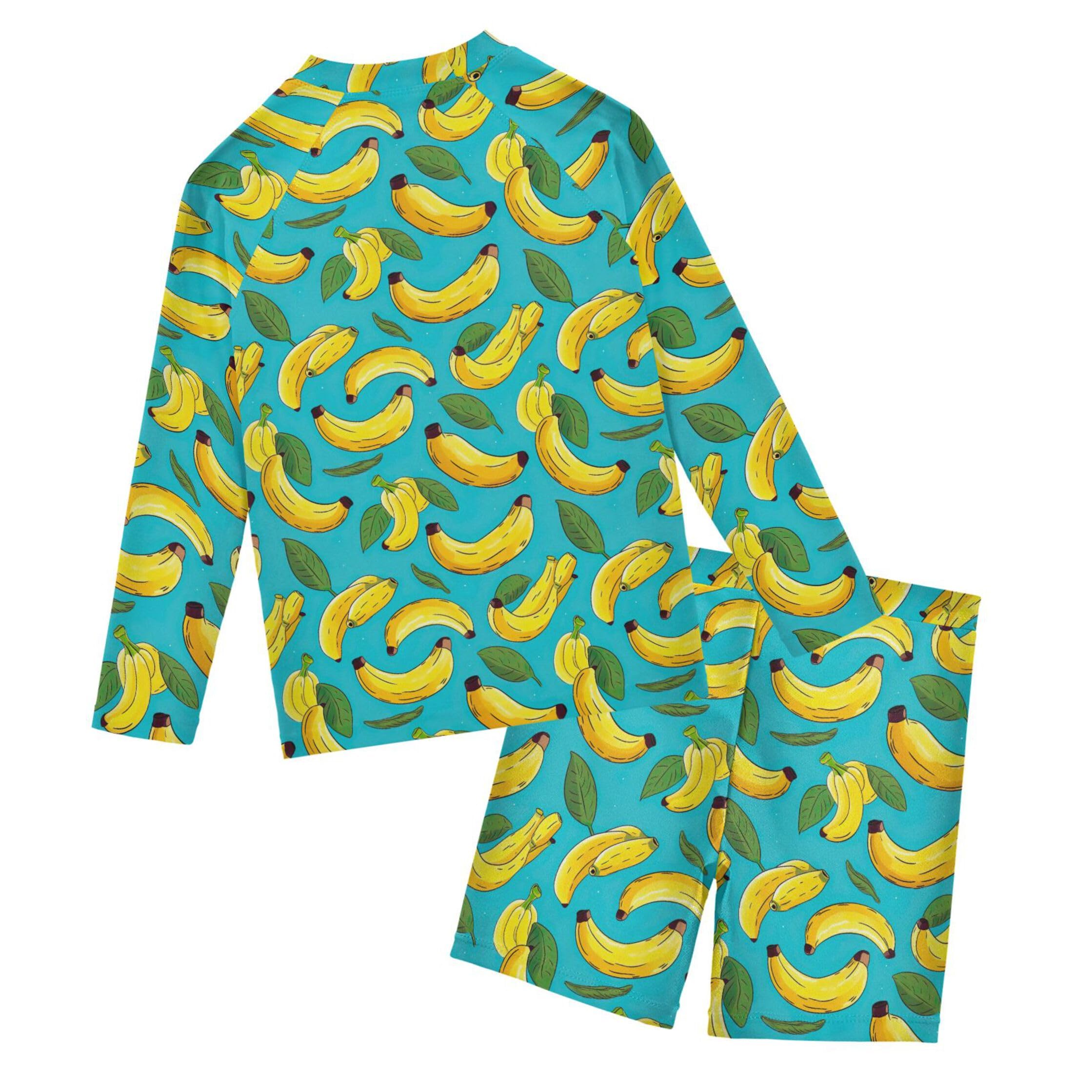 Banana Fruit Summer Baby Boys' Toddler Long Sleeved Rashguard Swim Bathing Suit Set B0403904