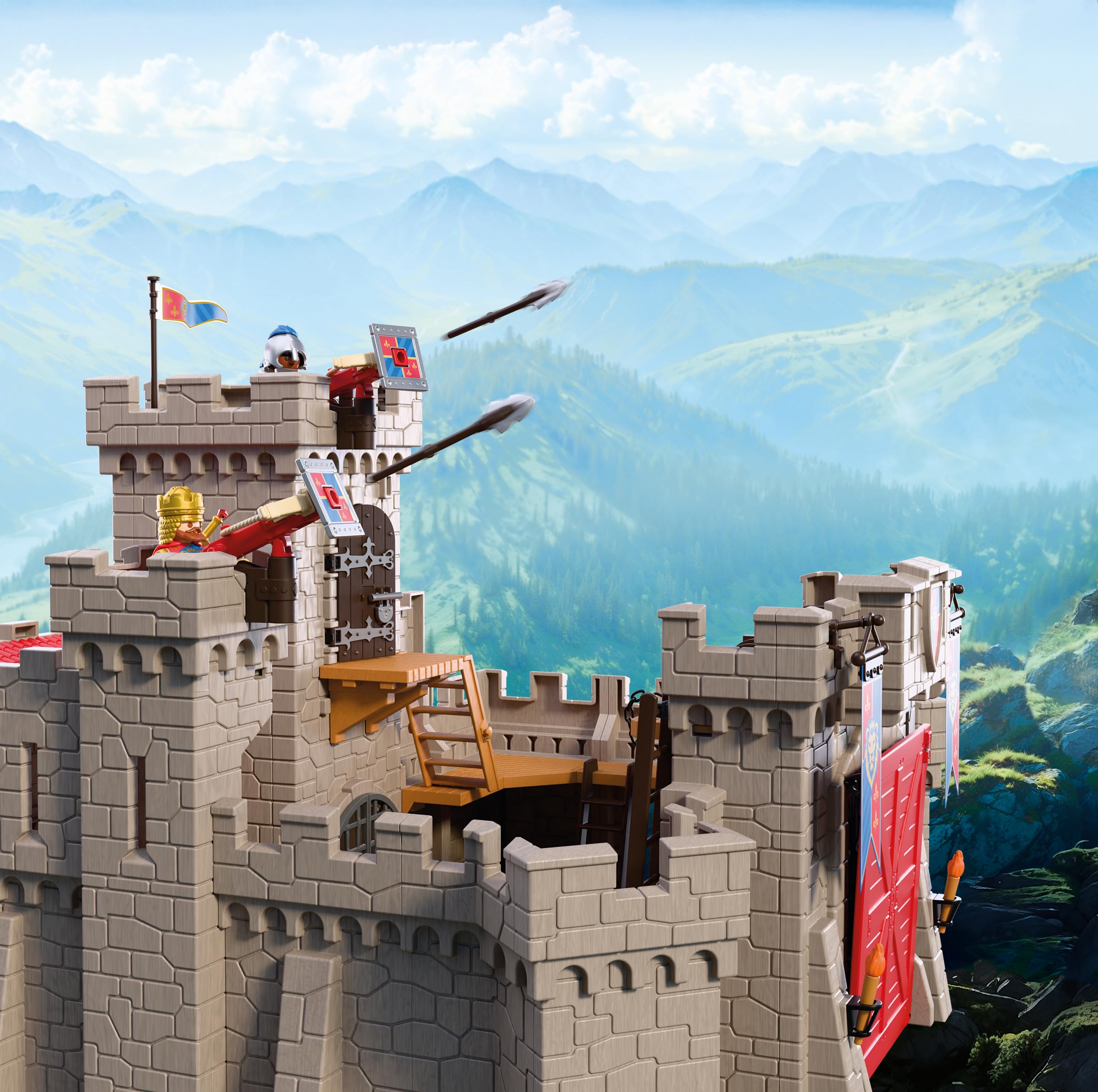 PLAYMOBIL | Cavalieri | Grande castello dei Cavalieri del Leone | Castello XXL con ponte levatoio, cannoni e botola | Giocattolo per bambini dai 4 anni in su | 72112