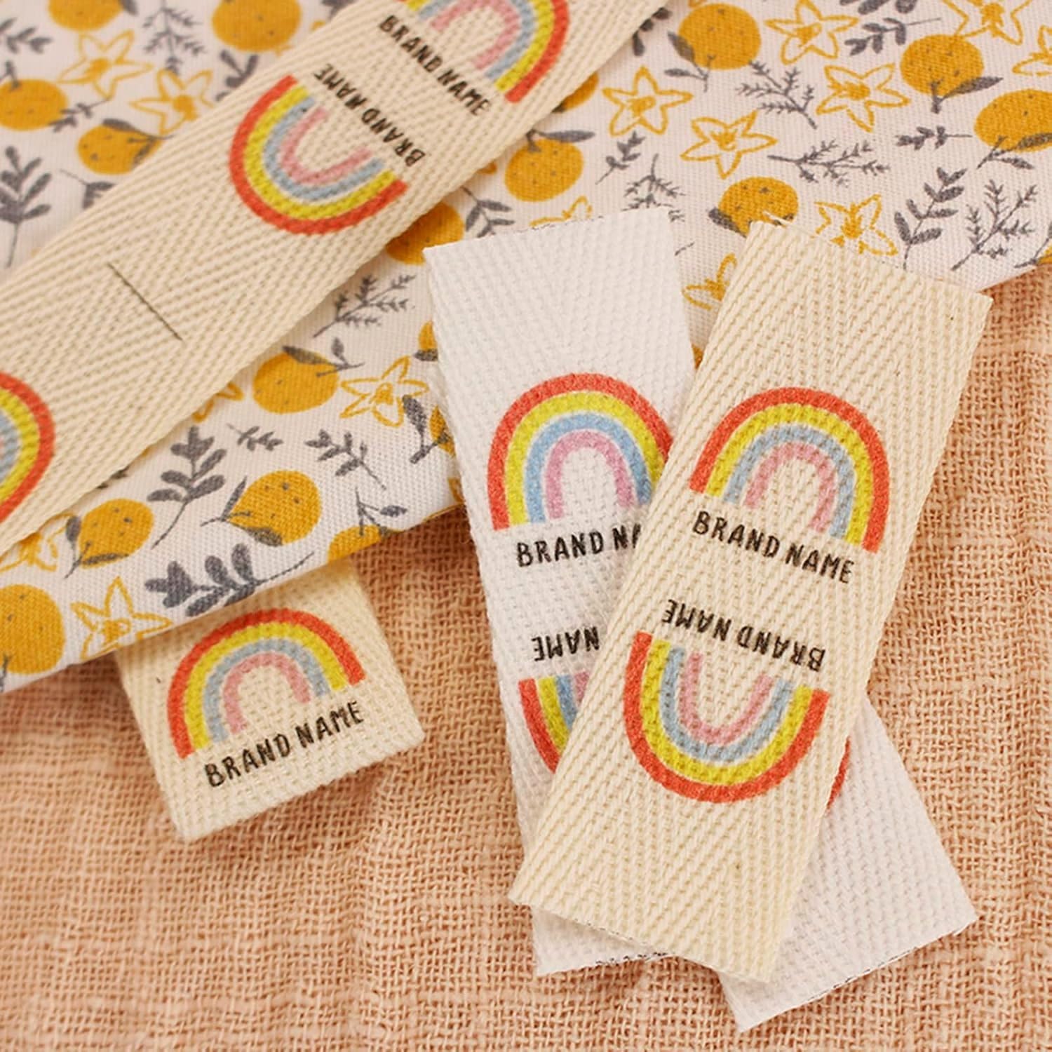 AMBMCCM Personalized Cotton Ribbon Labels, Custom Branding, 50PCS, Color4