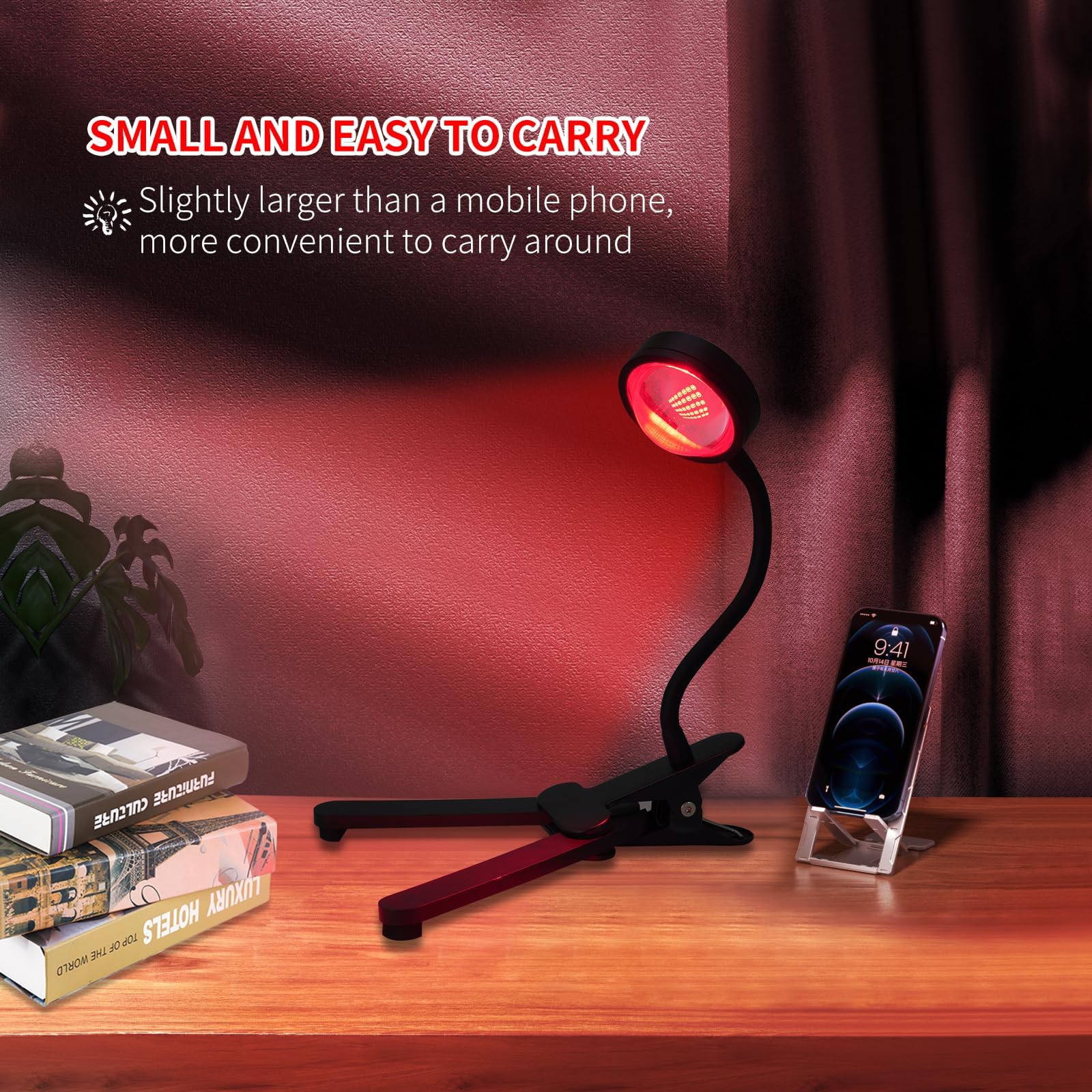 Terapia de luz roja para la cara, 40 LED de 660 nm luz LED de terapia de luz roja con clip, adecuada para el cuidado de la piel en el hogar y aliviar el dolor crónico.