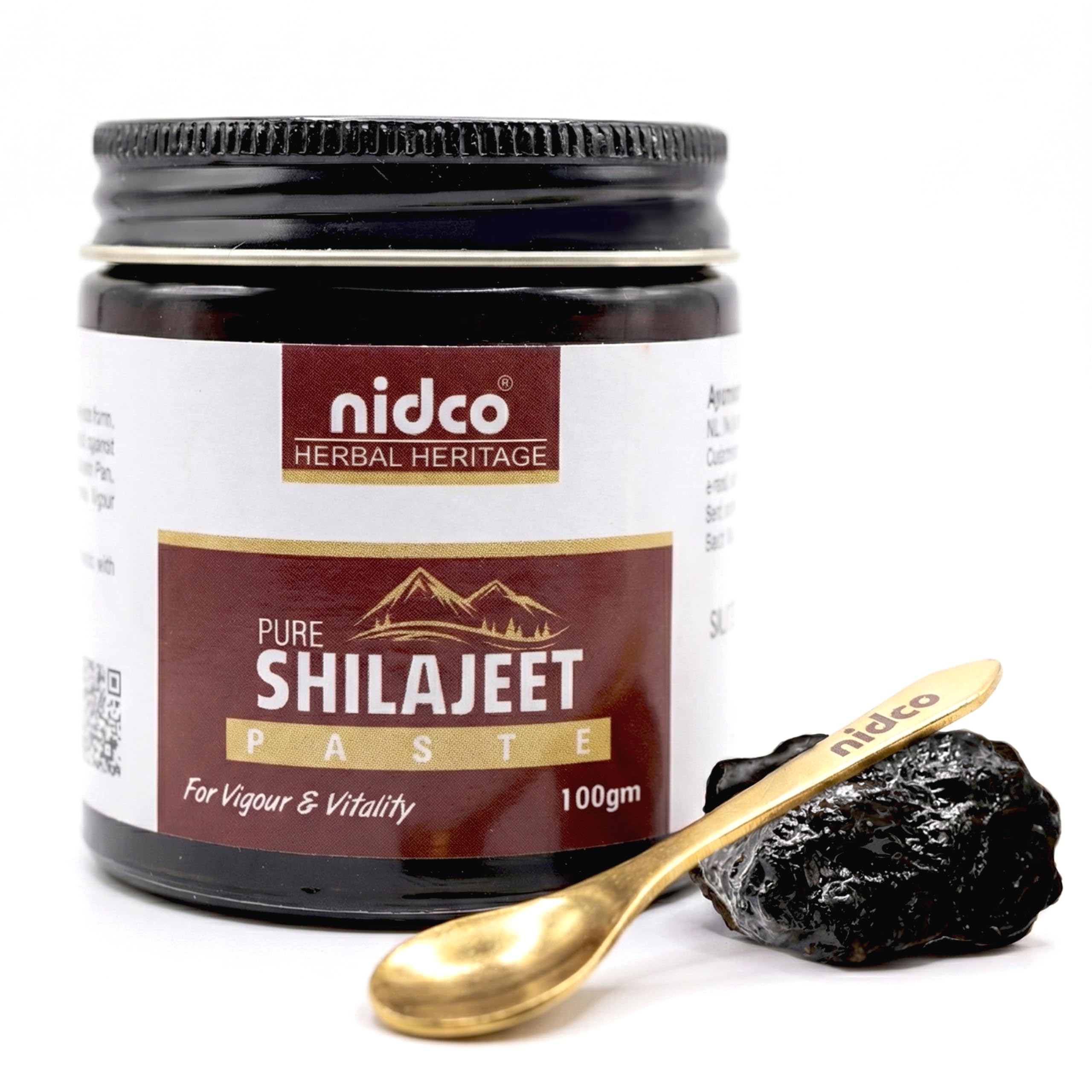NIDCO Herbal Heritage Shilajit/Shilajeet Resin Paste 100 gm | Boosts Energy, Strength, Stamina, Improves Muscle Growth, 71% Fulvic, 100% Ayurvedic, 150 Servings