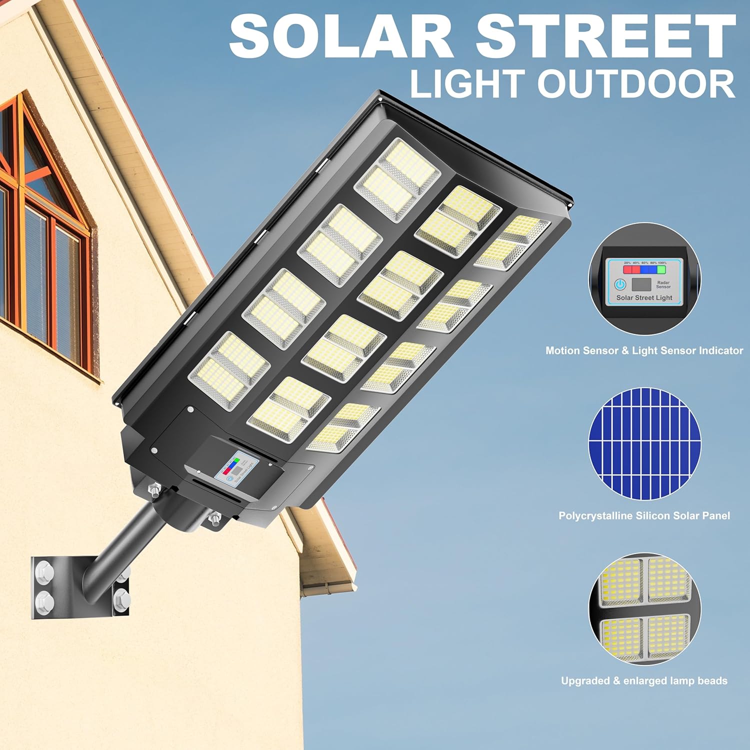 loyoele 7000W Solar Street Lights Outdoor 240000 Lumens Solar Flood Light with Remote Control  Motion Sensor, Waterproof IP66 Dusk to Dawn Solar Power Lights for Garden,Yard, Path, Parking Lot 2-Pack