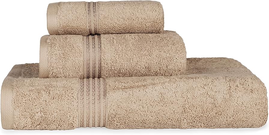 Amazon.com: SUPERIOR Egyptian Cotton 3-Piece Towel Set, Basic Towels ...