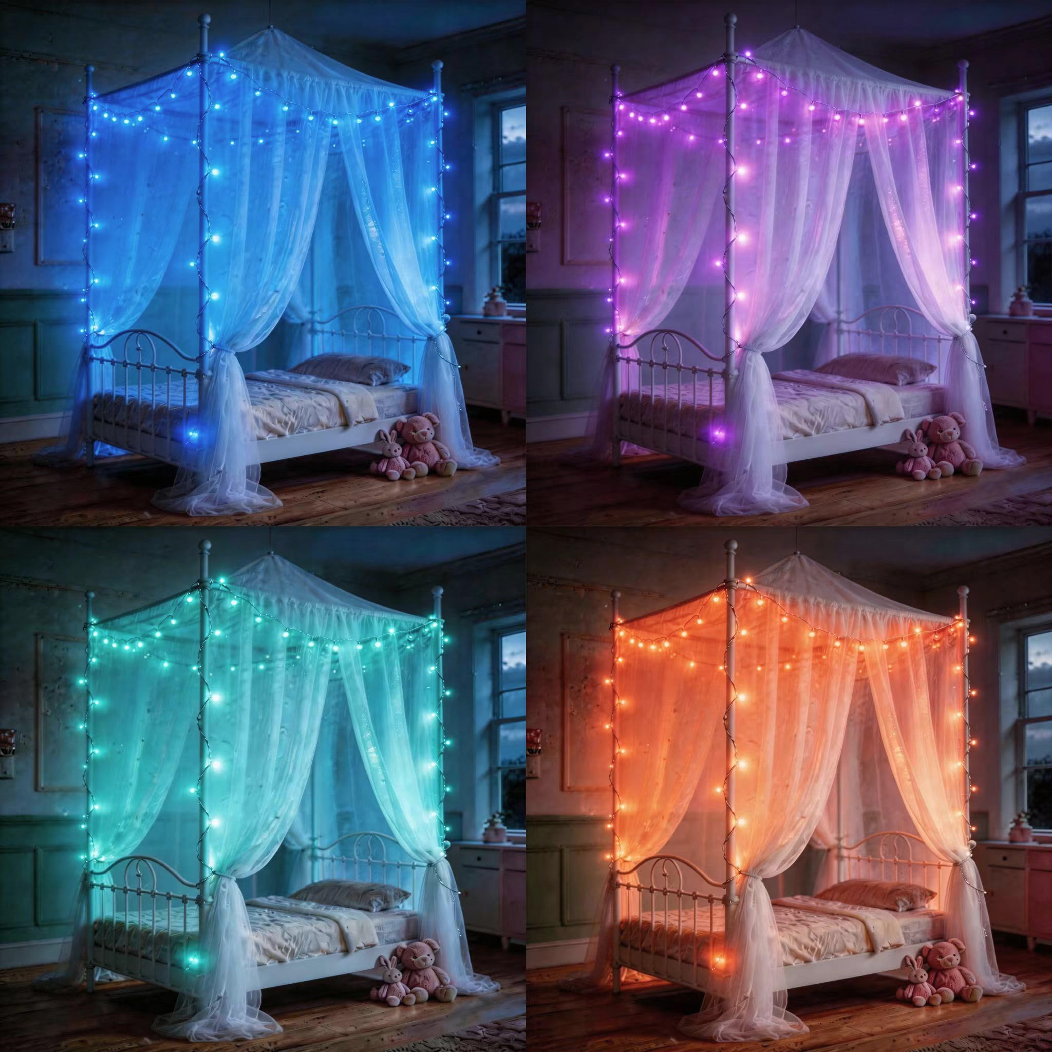 Mocalido Lichterkette mit Farbwechsel, 50 LEDs, USB-betriebene Kristallkugel-Lichterkette für den Innenbereich, für Mädchen, Kinderzimmer, farbige Hängeleuchten mit Fernbedienung, für Zuhause,
