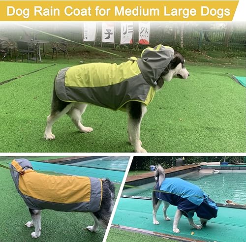 Miniatura 4 de Impermeable para perro, chaqueta impermeable para perro, chaqueta reflectante para perro con capucha, poncho ligero para perro, abrigo de lluvia