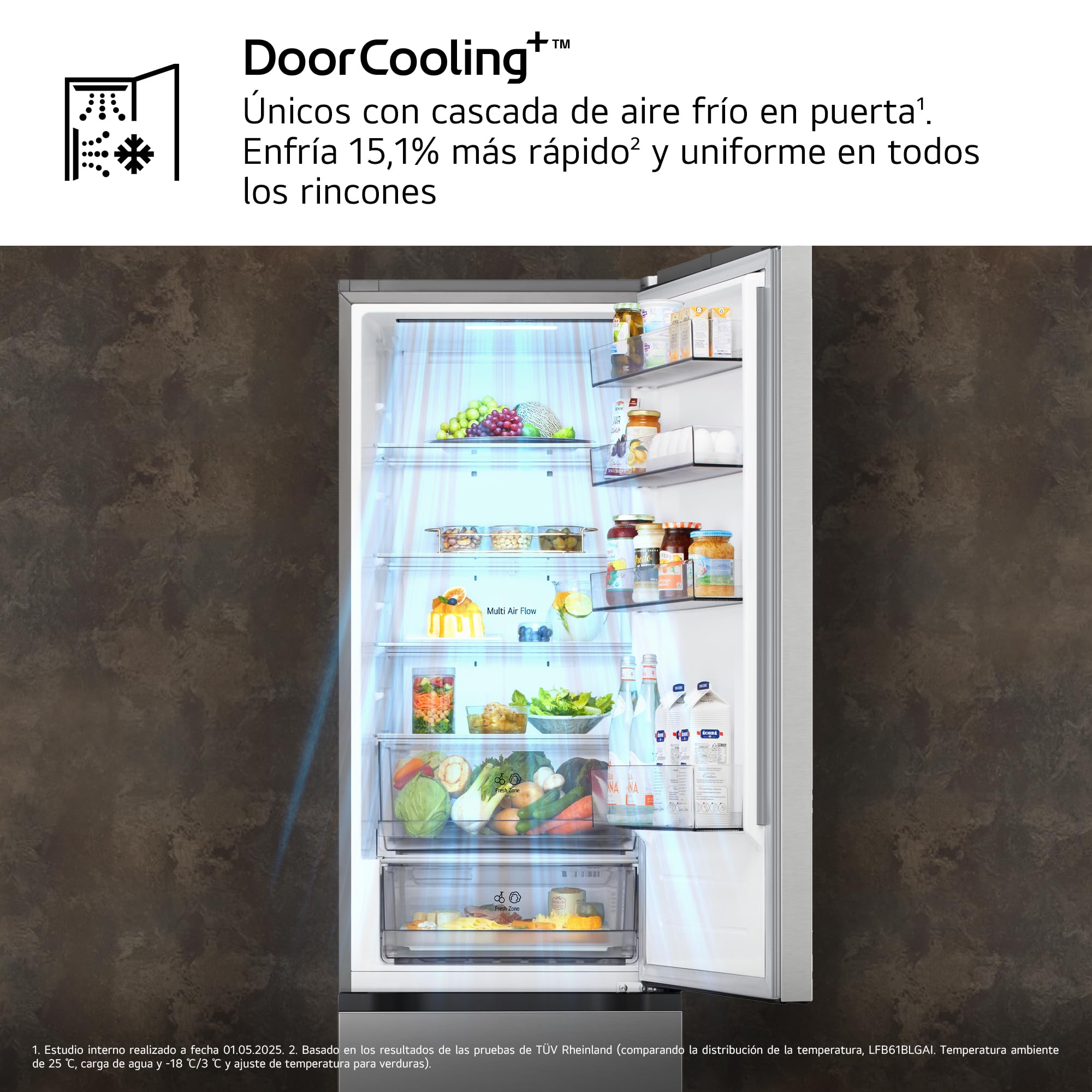 LG GBBSJ20DPY- Frigorífico Combi DoorCooling+, 2,03m, Clasificación D, Serie 200, Capacidad 375L, Inox antihuellas — view 6