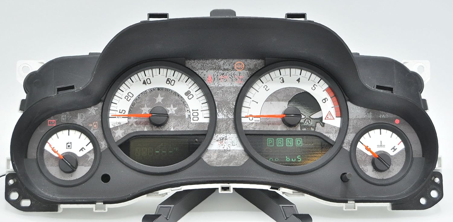 Azzy's Design Works Punished US Flag Gauge Face Kit Type A - CEL on Digital Display, fits Jeep Wrangler JK 2007-2012