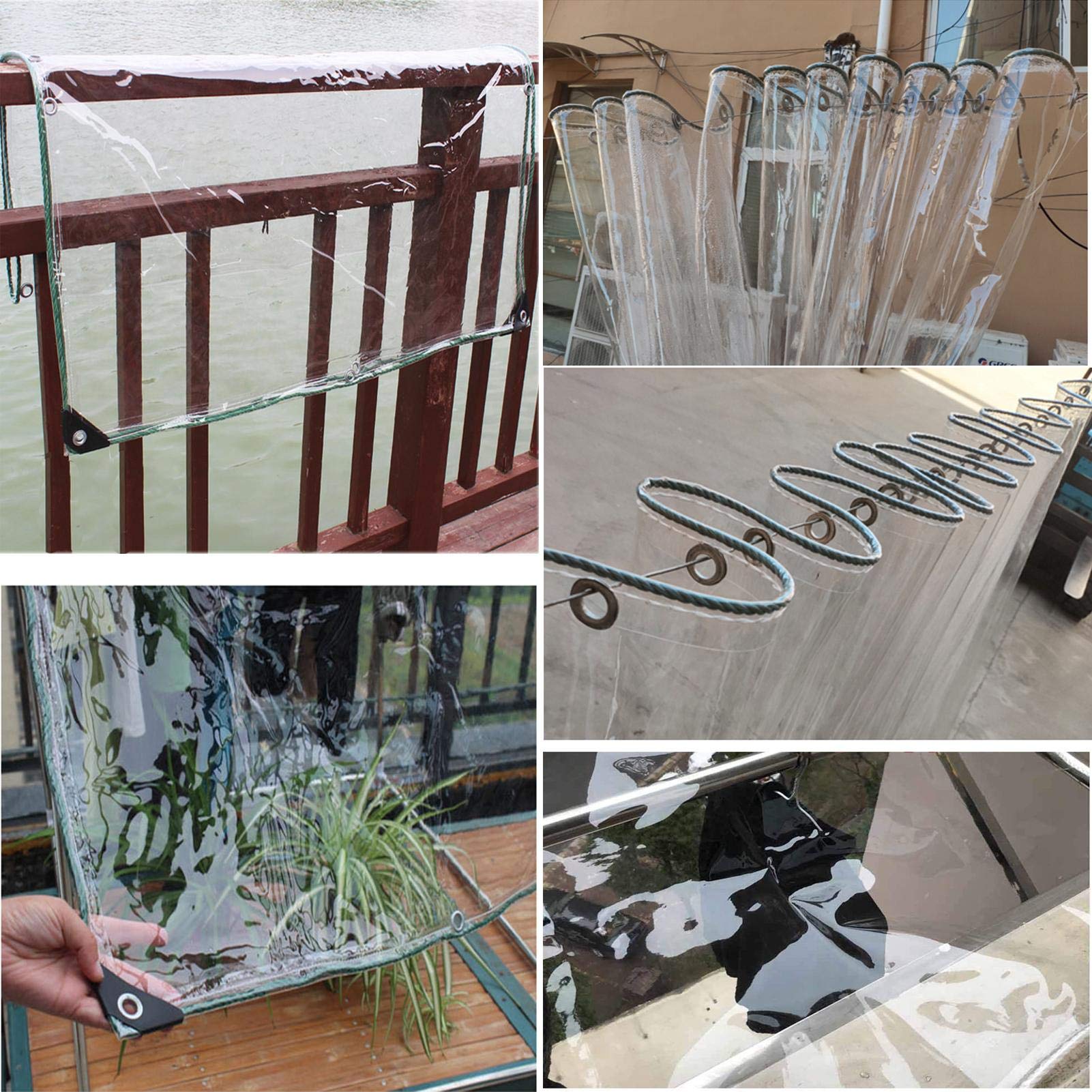 0.4mm Transparente Plane Mit ösen,Wasserdicht Klar Abdeckplane Gewebeplane PVC Folie Markisen Tarps Schutzplane Für GartenmöBel,Bodenabdeckungen Schuppenstoff Regenfest 450G/M²(2.4x3m/7.9x9.8ft)