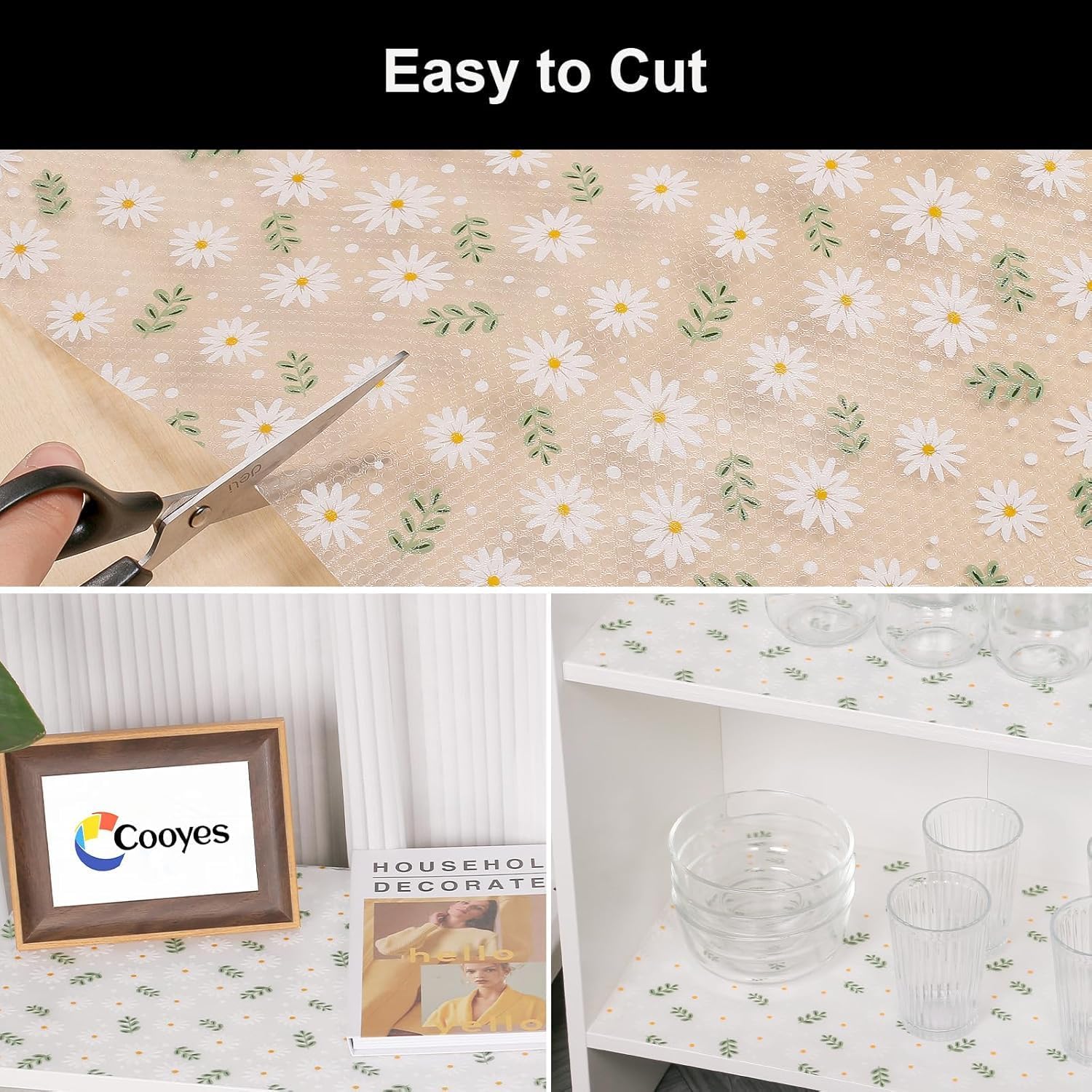SKYTONE Kitchen Shelf Liner Anti Slip Mat EVA Food Grade Multipurpose Washable Sheet for Fridge, Shelf Liner, Table, Kitchen Drawer Mat (Mini Flower) 3