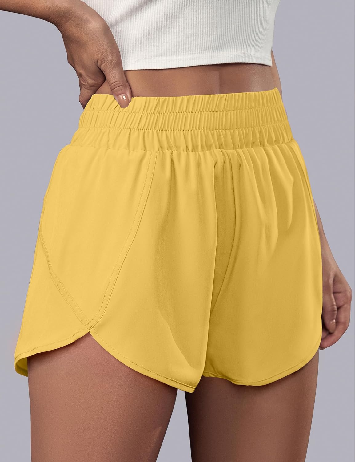 BMJL Women's Running Shorts Elastic High Waisted with Pockets, 2.5" Sporty Workout Quick Dry Athletic Shorts - Image 2