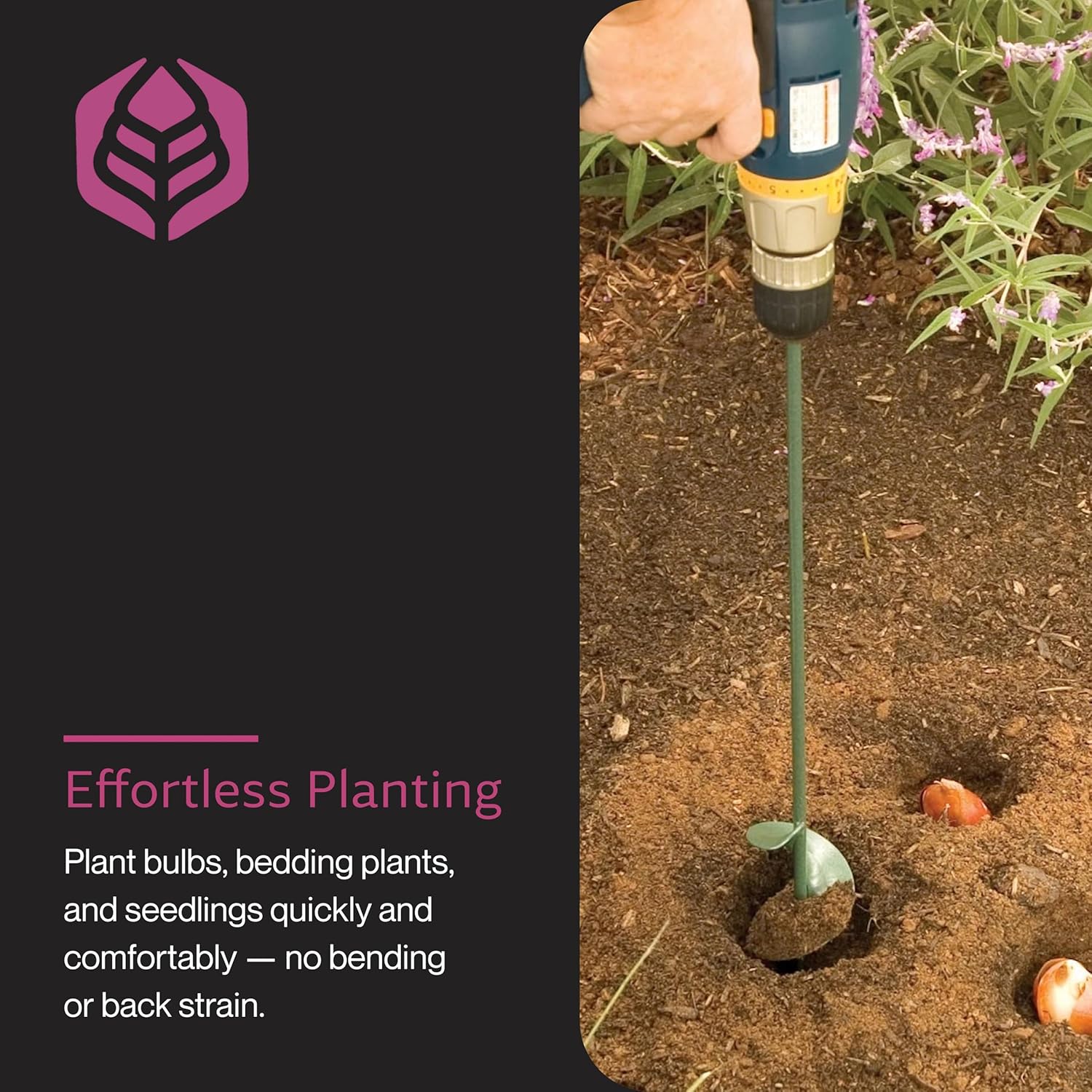 Yard Butler Roto Planter 24” Garden Digging Auger Drill Bit, IRP-3 - Digging Tool for Effortless Bulb Planting - Multi-Use Drill - Heavy-Duty Garden Tool - Power-Coated Steel - Rust-Resistant