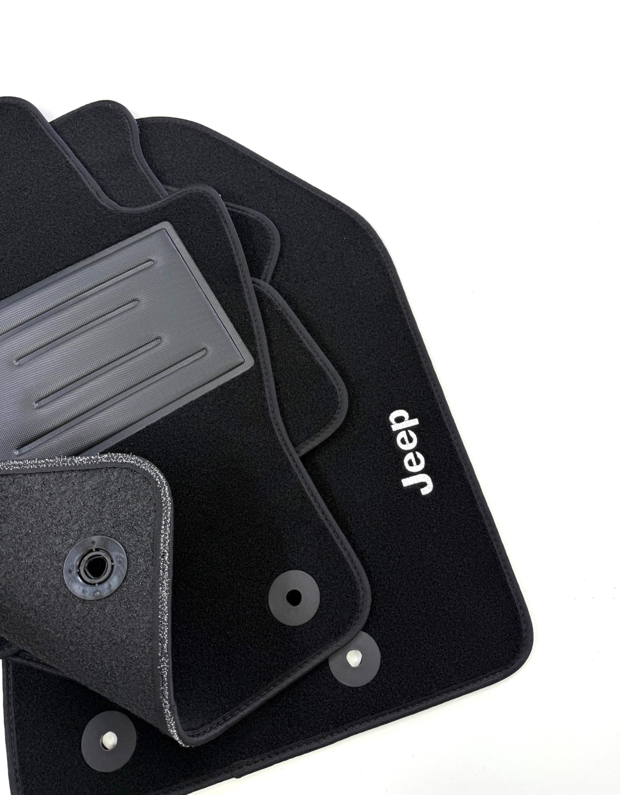 ASC Tappetini Auto Compatibili con JEEP COMPASS dal 2017-2025, Limited/Longitude Moquette, Bordo Antiscivolo, Battitacco in Gomma,Loghi ricamati