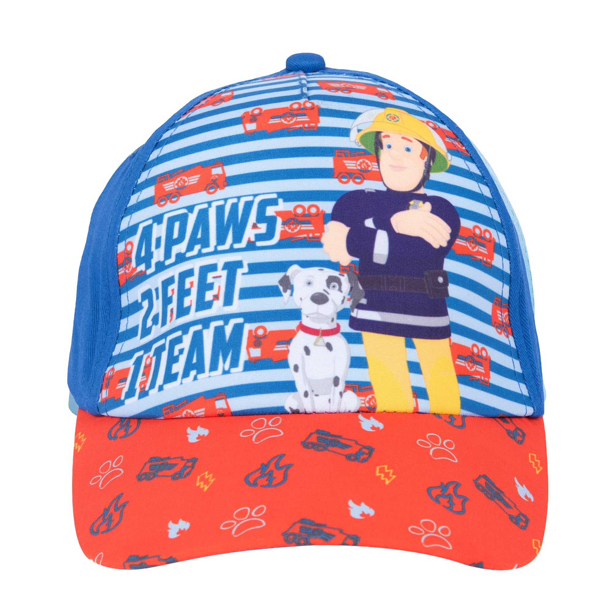 United Labels Fireman Sam Cap for Kids, Blue Red, 4 Paws 2 Feet 1 Team, Adjustable Baseball Cap for Boys, multicoloured, One Size
