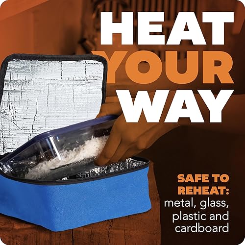 Miniatura 6 de HOTLOGIC Paquete de mini calentador eléctrico portátil de alimentos, incluye loncheras térmicas de 120 V (azul) y 12 V (negra) para el