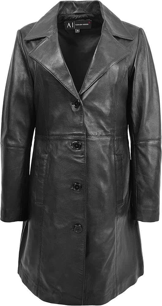 ジャケット・アウター LEATHER LONG coat Womens Real Leather Trench Coat Fitted Long Knee Length Casual