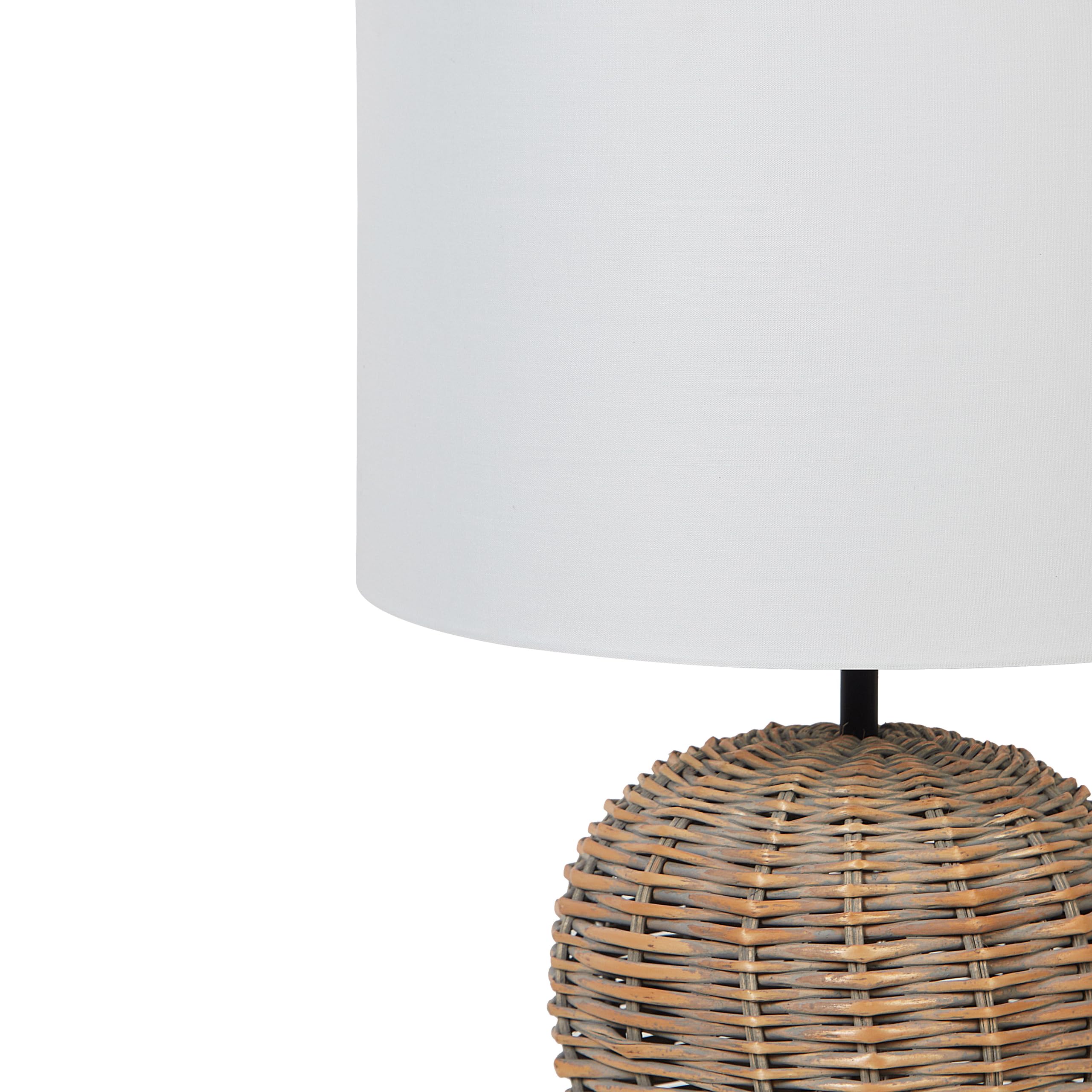 Beliani Tischlampe Rattan natürlich Vasenform mit Stoffschirm weiß Schalter Boho Furelos