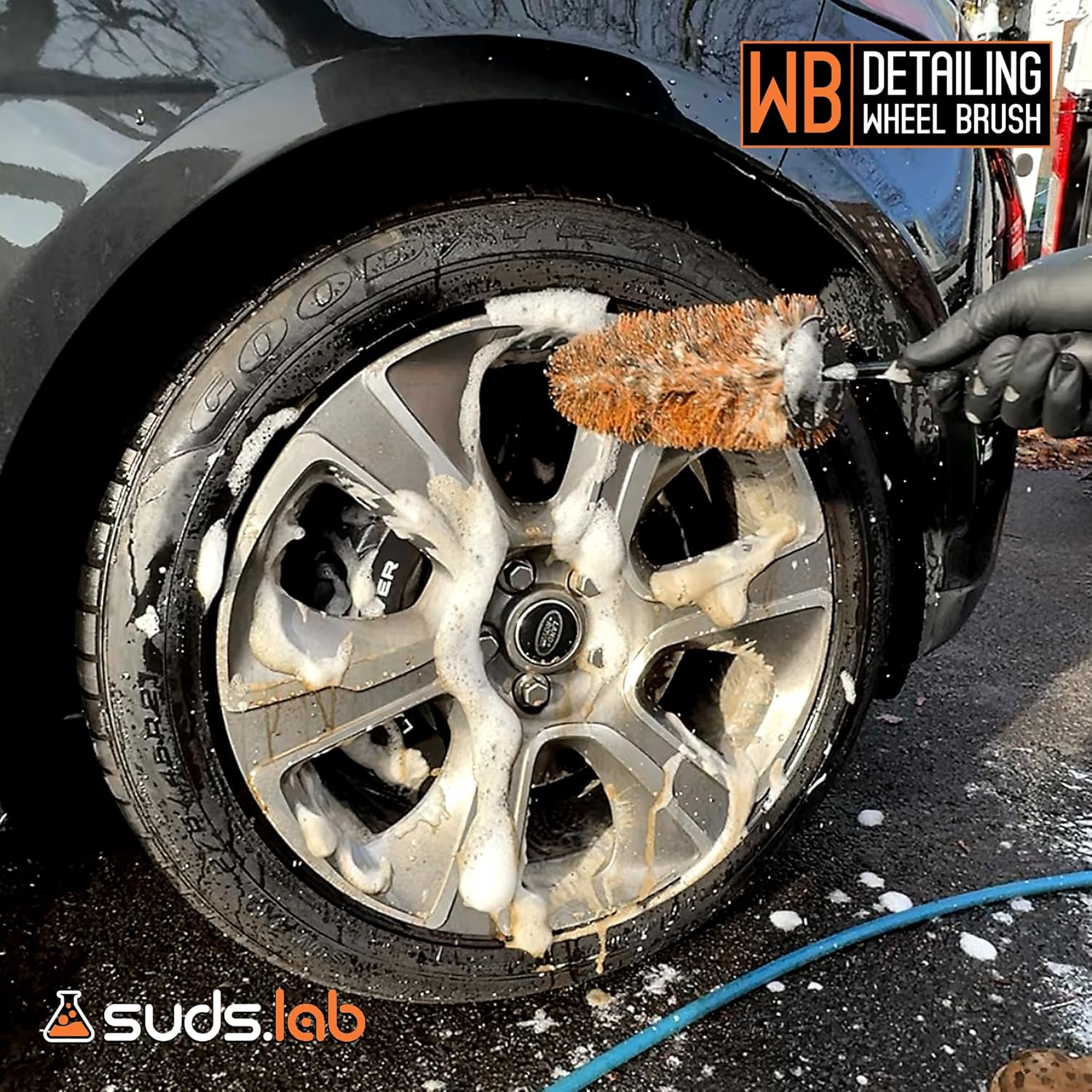Suds Lab WB Wheel Cleaning Brush - Multipurpose Rim and Wheel Brush - Clean Hard to Reach Spots - 15" Total Length