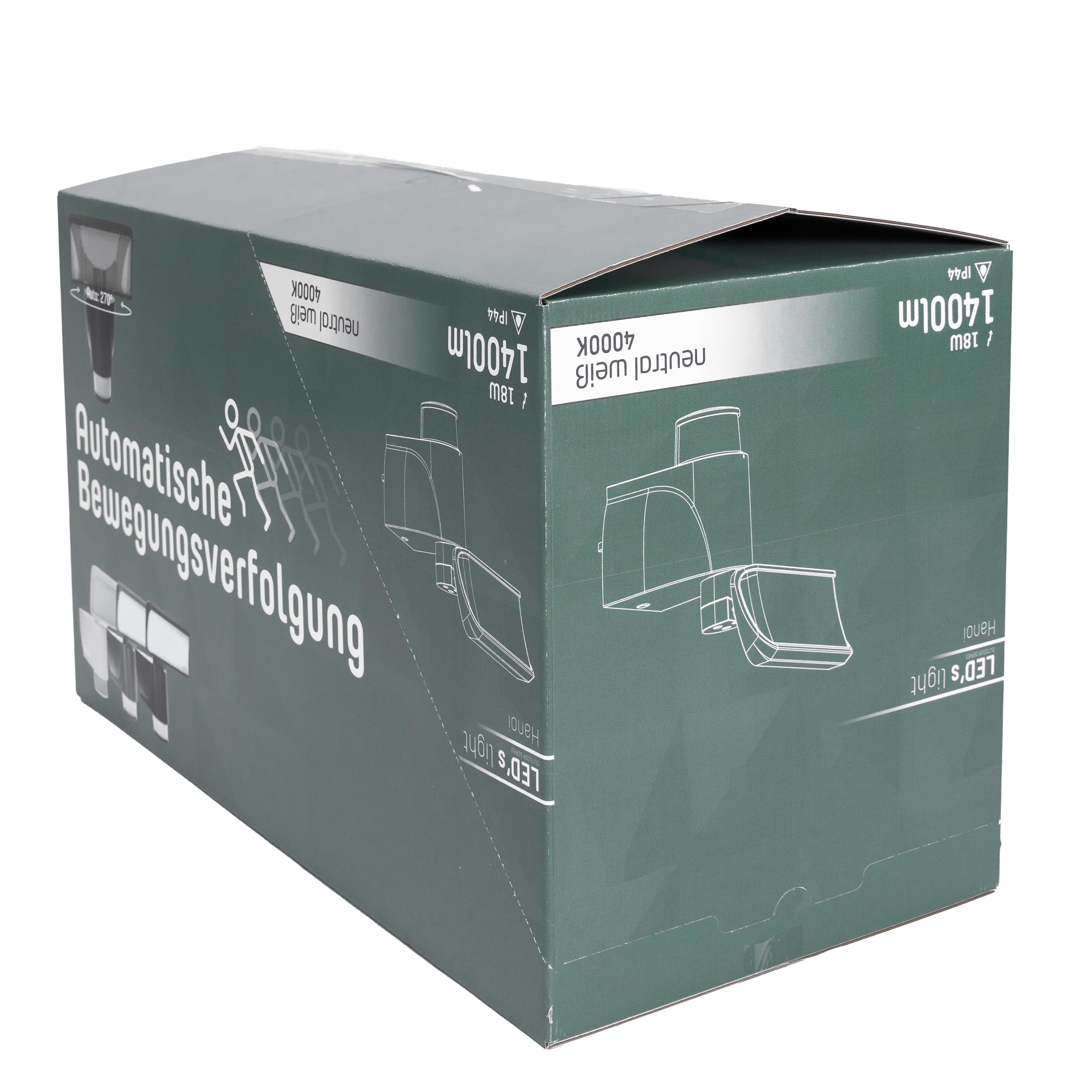 LED's light 0310780 LED-Strahler schwarz mit 180° Bewegungsverfolgung 18W IP44