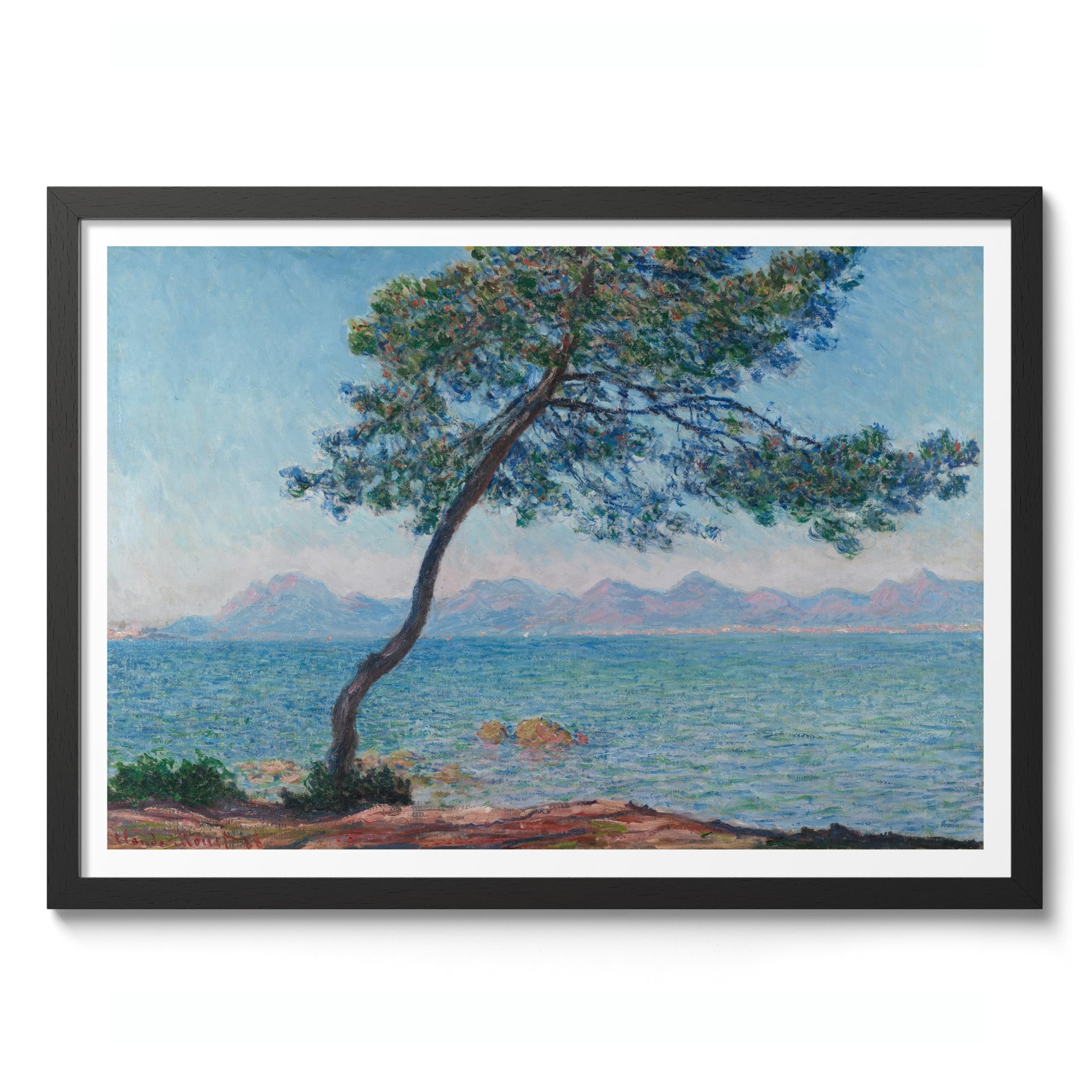 Antibes Claude Monet Art Print, Classic Art Painting Poster, Impressionism Art Exhibition Modern Wall Art, Minimalist Home Decor Picture Artwork, 50x70cm (Black Frame) - 53x73cm