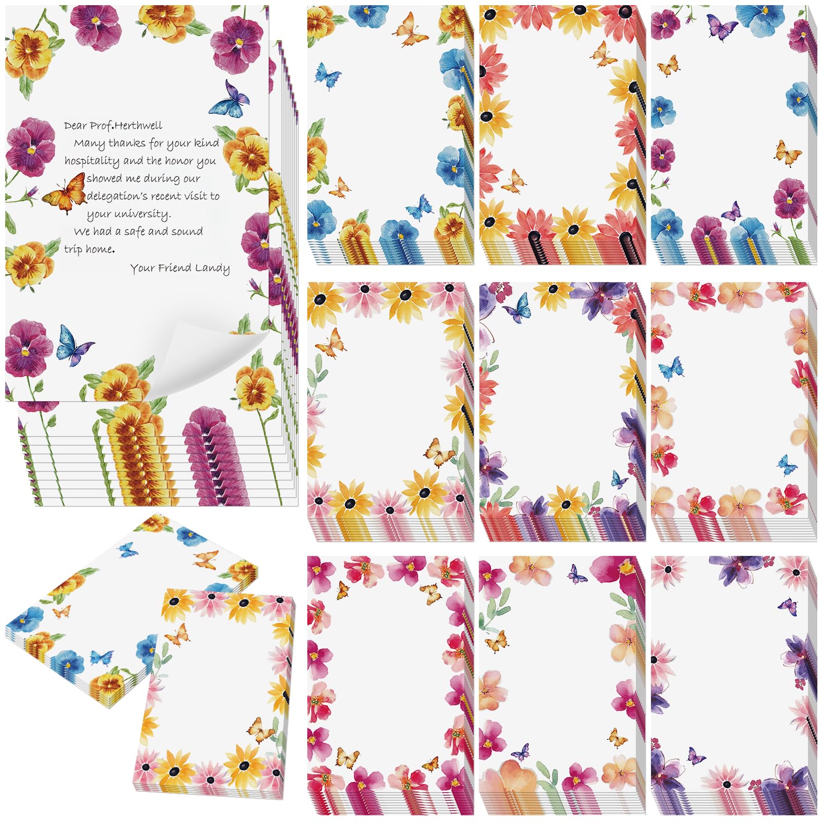 Spiareal 100 Pcs Blank Note Cards Index Card, Colorful, 4 x 6 in, Floral