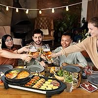 Vista 6 de Olla caliente eléctrica 2 en 1 sin humo con parrilla, olla caliente extraíble de 2200W, combo de barbacoa coreana y Shabu para interior, sartén