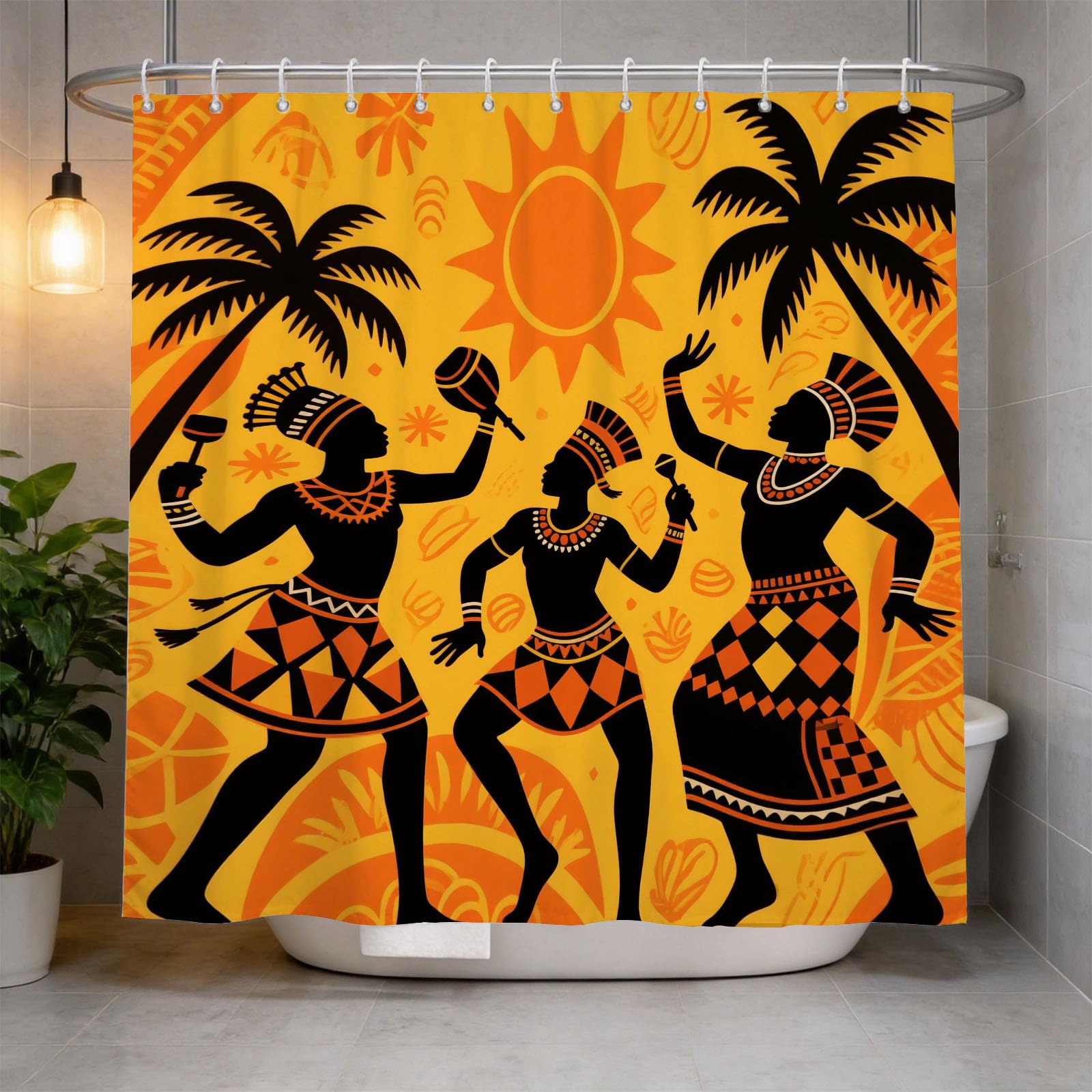 Hongduo 3D Tribal Elements Shower Curtain for Stalls Bathtubs Exotic Nation Bathroom Decor Shower Curtain Set Polyester Fabric Waterproof 180x200cm/71X79 Inch with Hooks