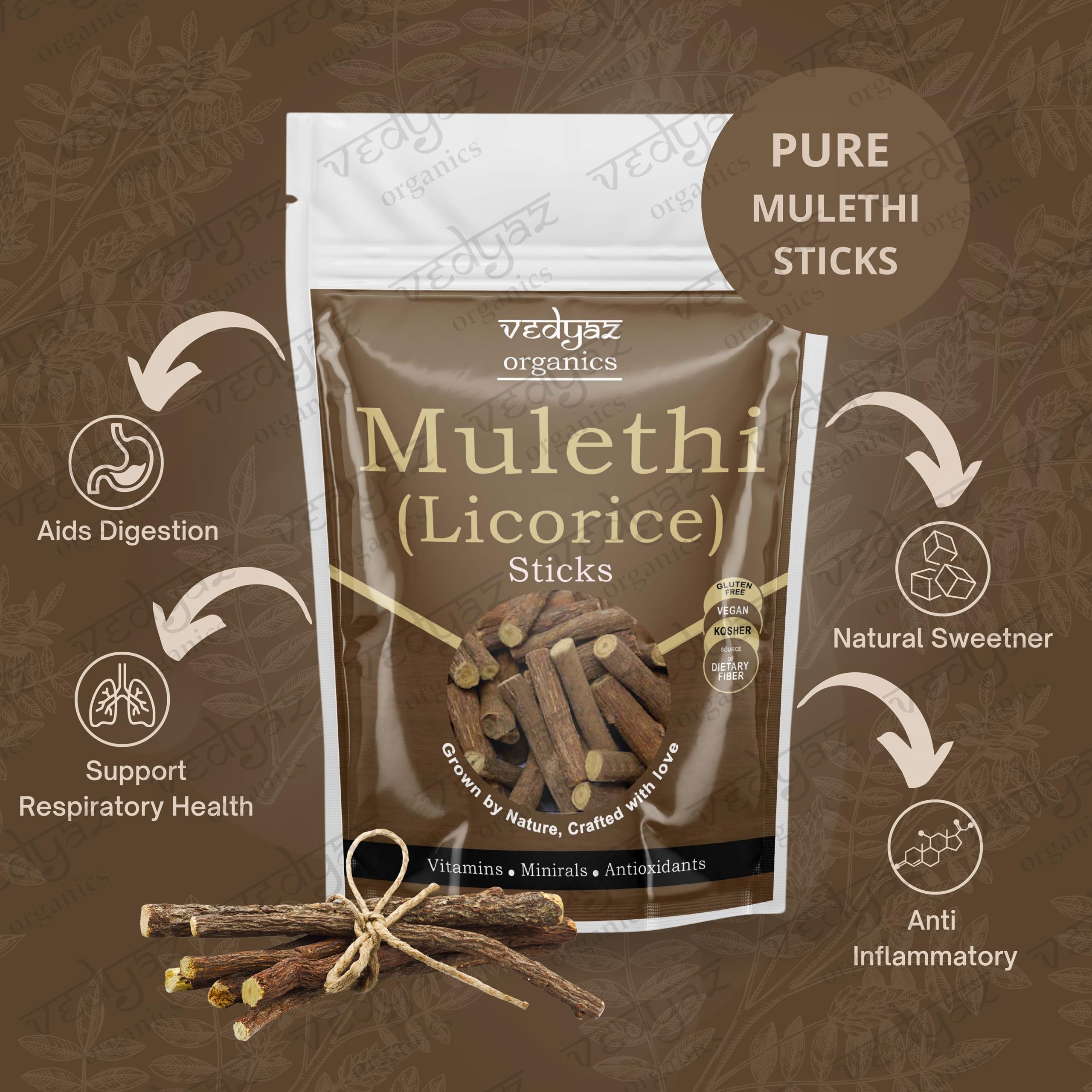 Organic Mulethi Stick - 100gm - Licorice root Sticks/Yastimadhu/Glycyrrhiza glabra For Eating — Amazon image 3