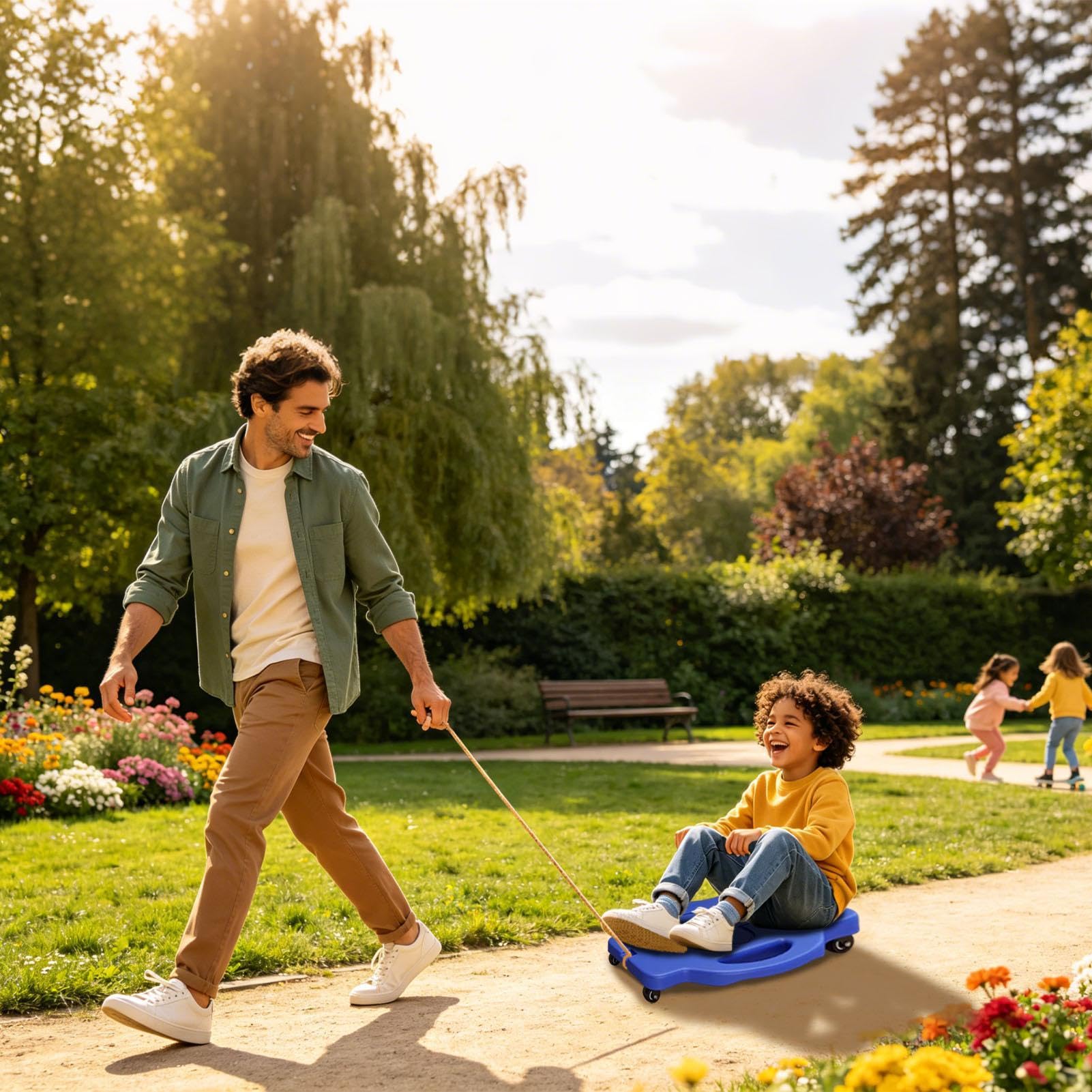 Patinete para niños – Patinete de interior de PE con manillar | Tabla de asiento engrosada para ejercicios de movimiento, entrenamiento deportivo, juego de fitness | Borde de guía para activ