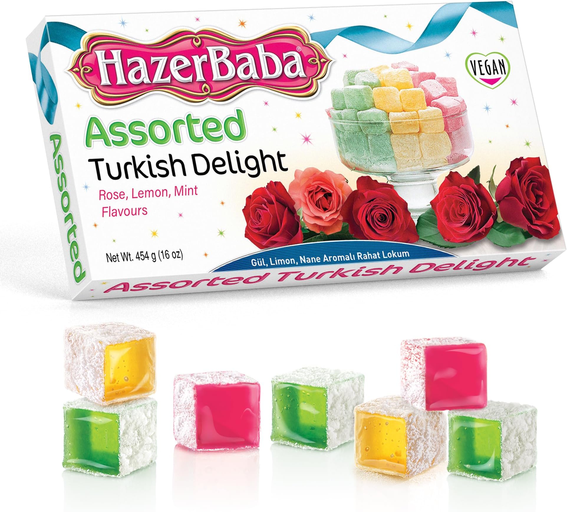 Turkish Delight Rose lemon Menthe Sweets 454g