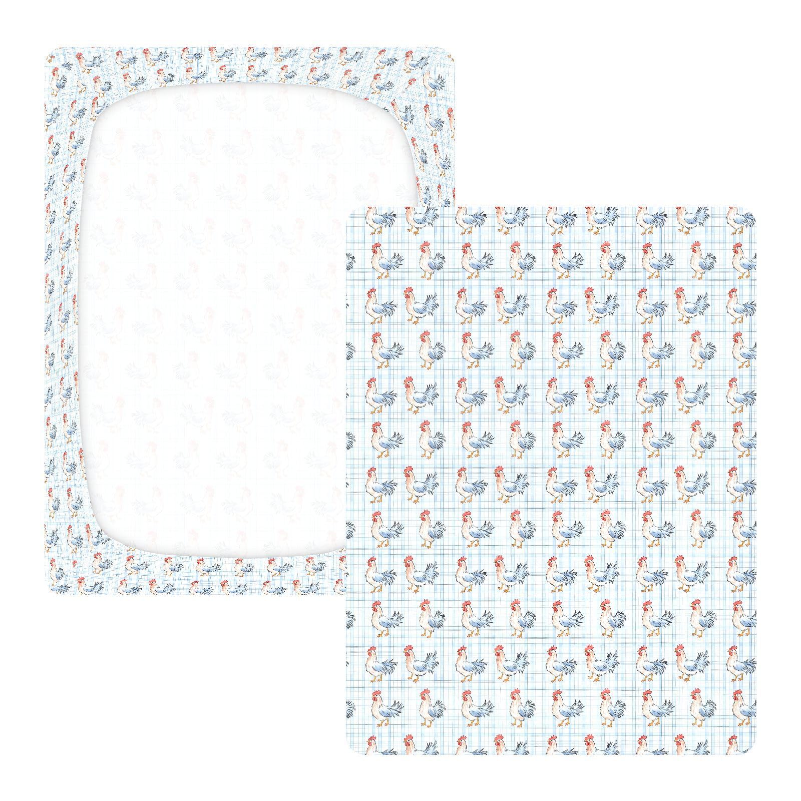 Blue Grid Spannbetttuch für Babybett mit Hahn, für Jungen und Mädchen, weich, Standard-Matratze, 71,1 x 132,1 cm