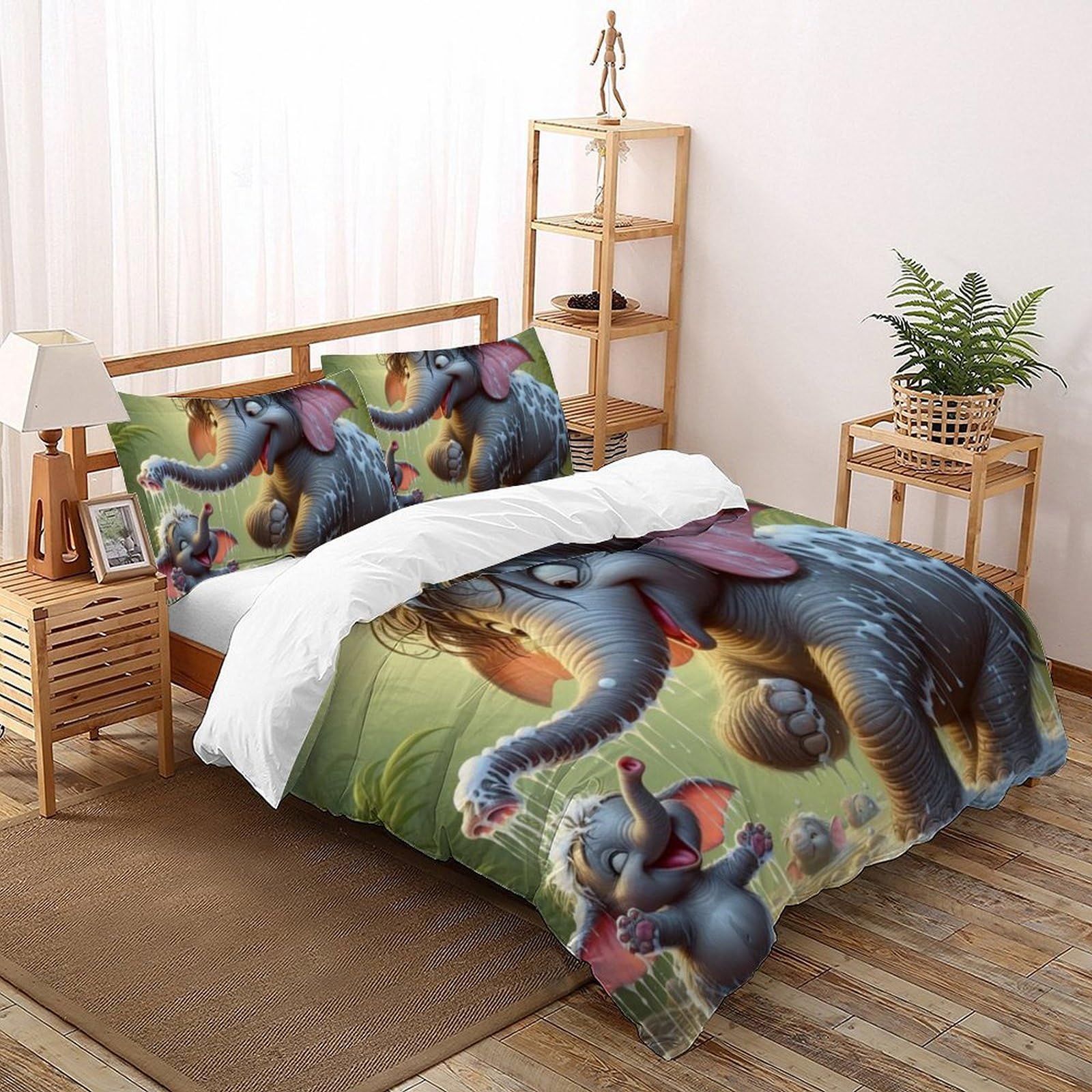 Housse de couette éléphant super king en microfibre premium douce de 260x220cm
