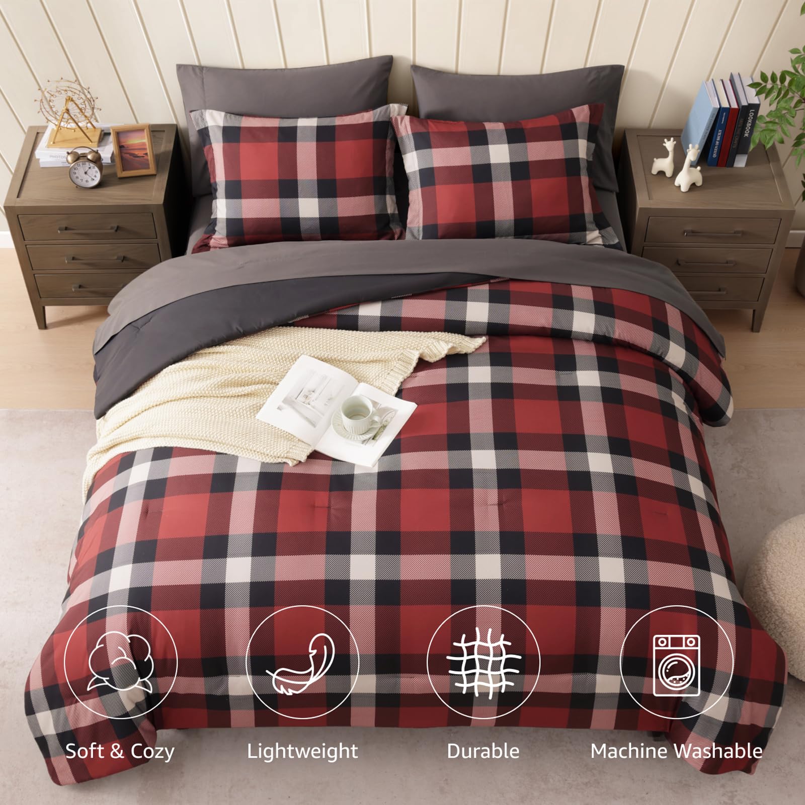 Plaid Comforter Set - Farmhouse Style -19 Plaid Comforter Set - Farmhouse Style -19