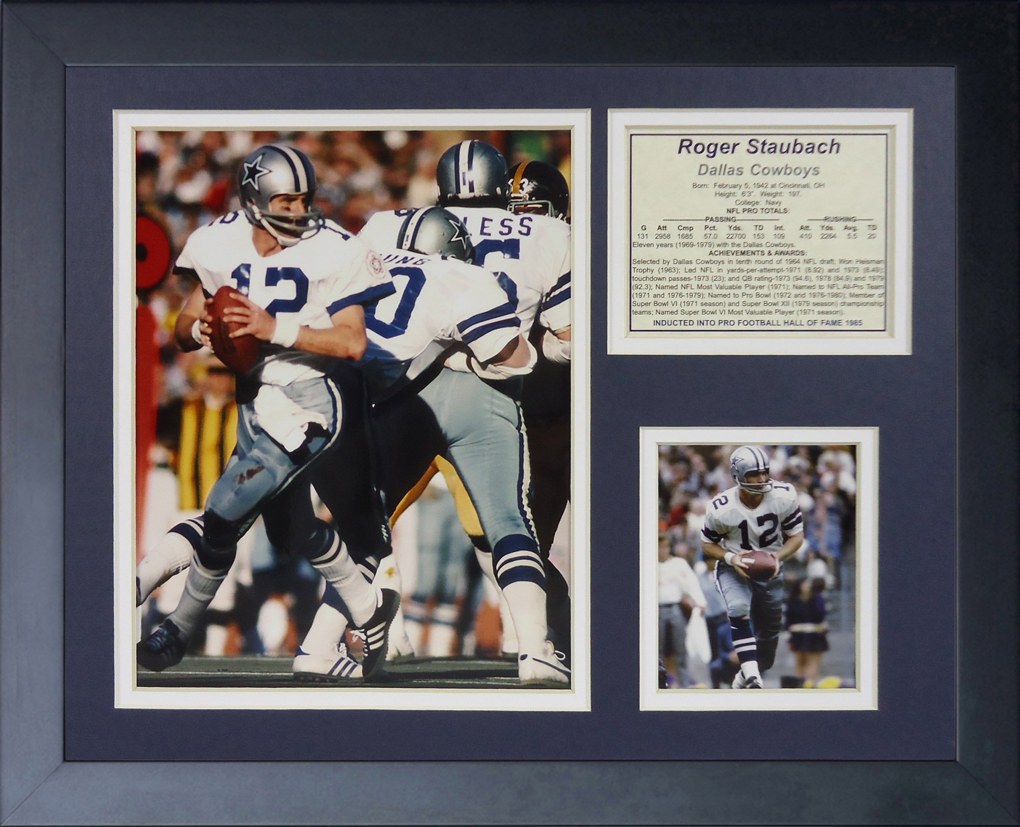 "Roger Staubach Away" Framed Photo Collage