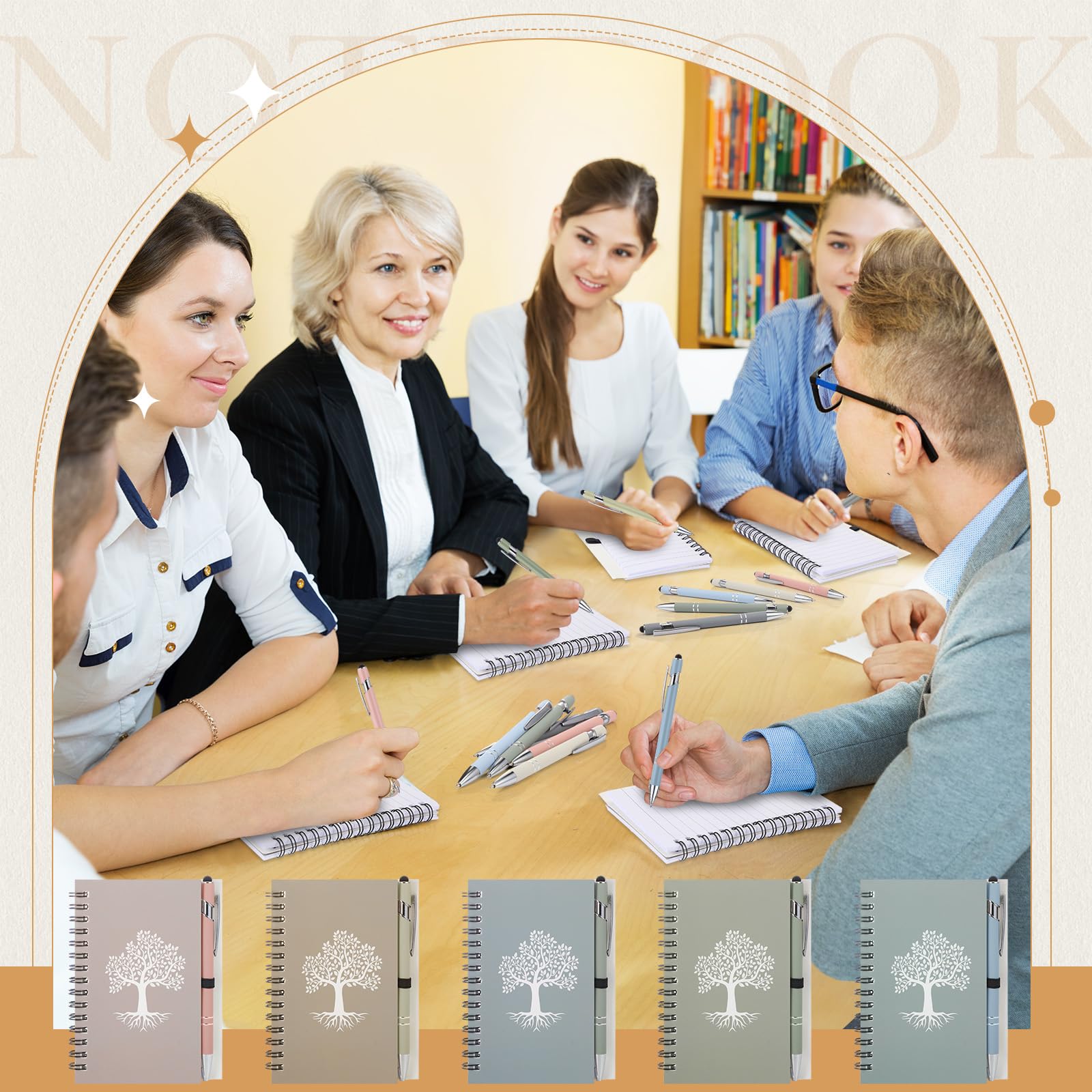 Trandraft Kleine Notizbücher mit Stift, Baum des Lebens, A6, liniert, Hardcover, Notizbuch, Großpackung für Reisen, Business, Arbeit, Büro, Schule, Notizbuch, Macaron-Farbe, 20 Stück