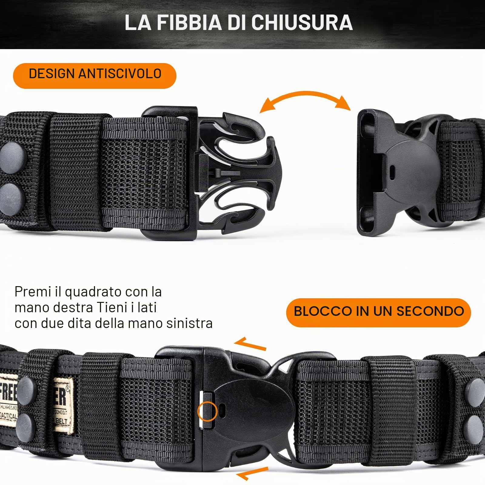 FREE SOLDIER Cintura Tattica da Combattimento Cintura Esterna Regolabile Utilità Militare per Equipaggiamento di Polizia per Esercito, Caccia, attività all'aperto