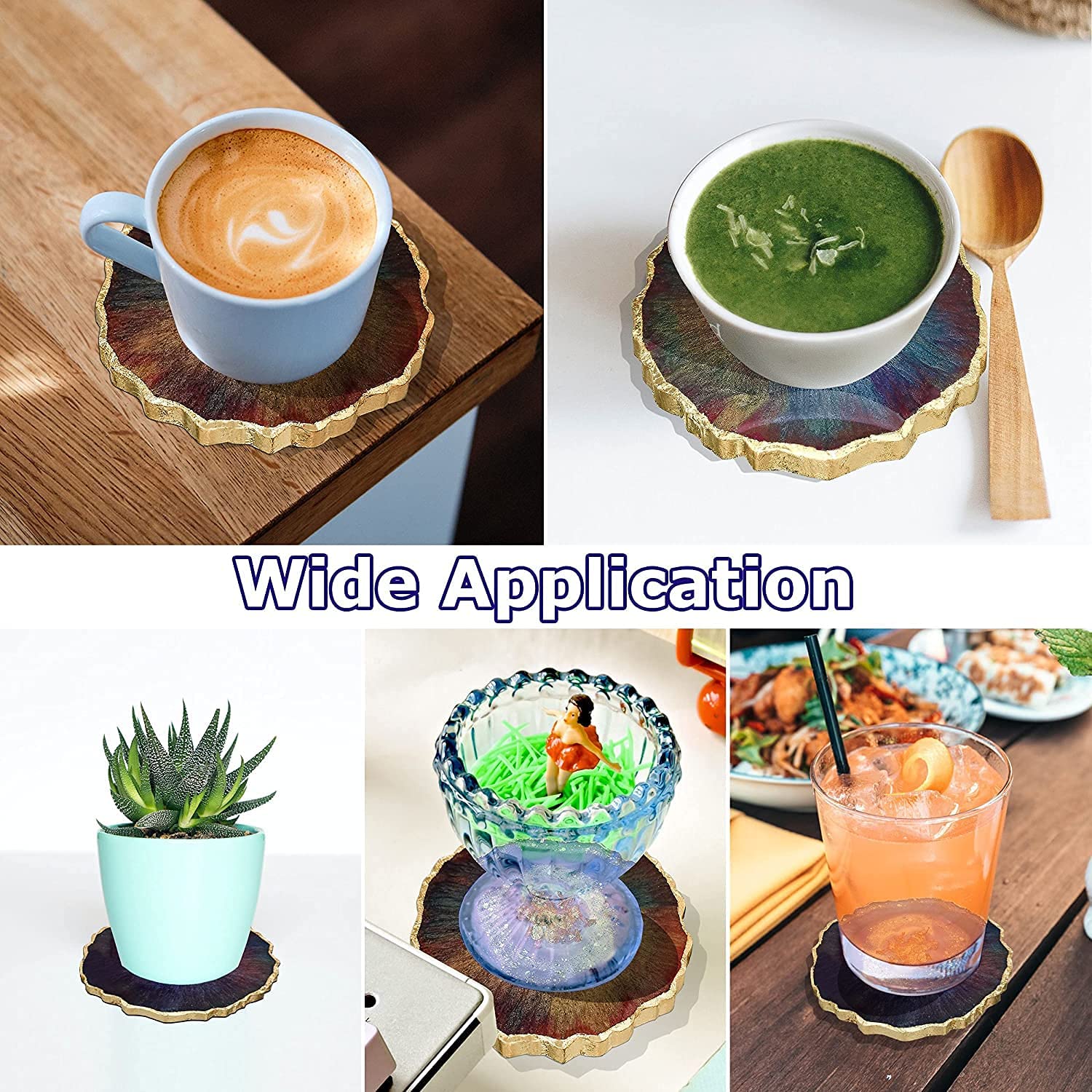 Baking Set Resin Coaster Molds,Silicone Molds for Resin Casting,Silicone Agate Coaster Molds for Making Resin Geode,Agate Slice Coasters,Cup Mats,Home Decoration Pack of 1 2