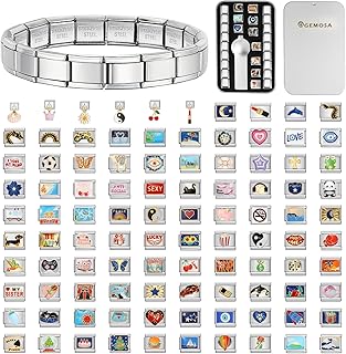 Custom Italian Charm Bracelet - 10 Personalized Charms, Stainless Steel,...