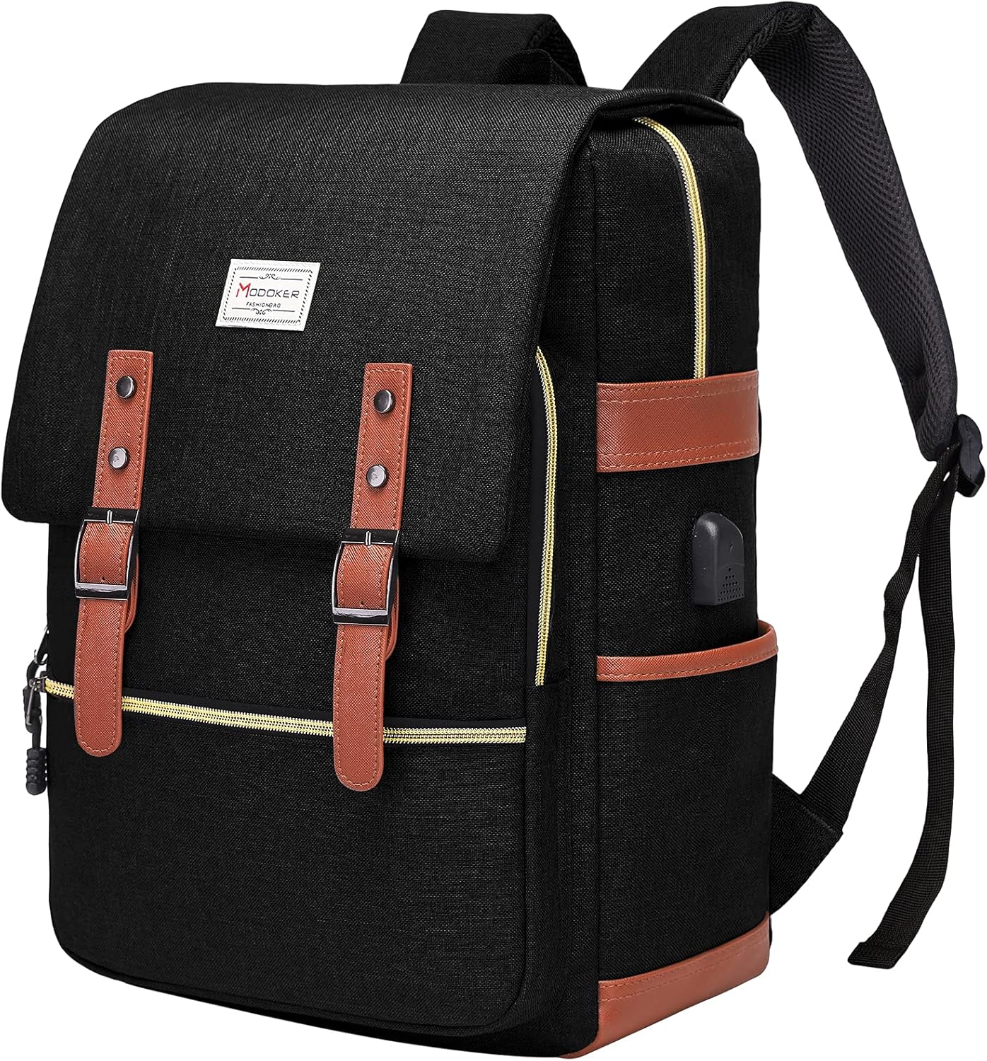 Modoker Laptop Backpack 17 Inch with USB Charging Port, Water Resistant Slim Travel Backpack Vintage Business School College Bag Gifts for Women Men in Green : Electronics