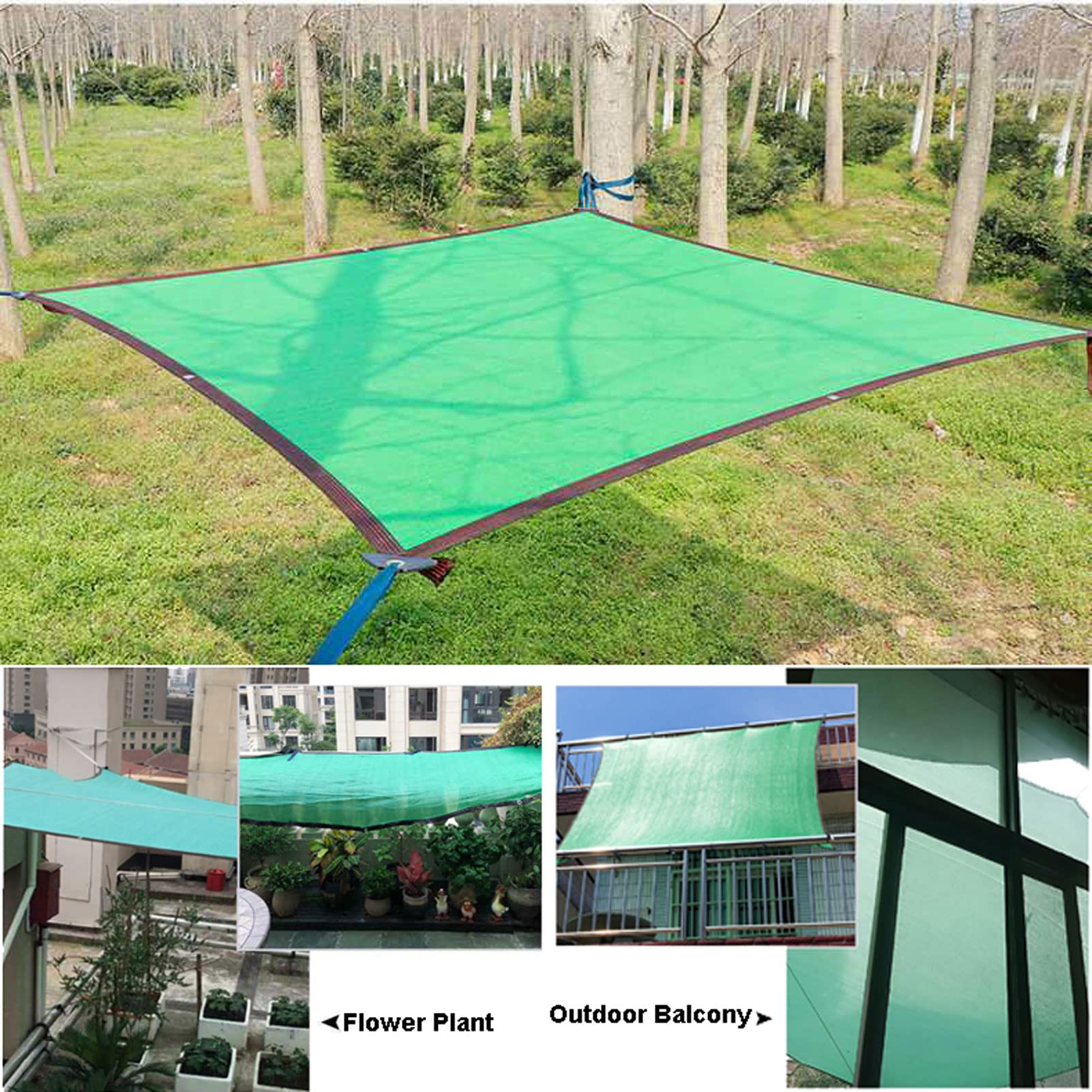 YSUEFIJO Verde Red de Sombreado para Jardín 9x9m Toldos Malla de Sombreo Rectángulo Negro con Ojales Tela de Sombra Al Aire Libre Red de Sombreado Tejido de 8 Pines índice de Sombreado del 90%