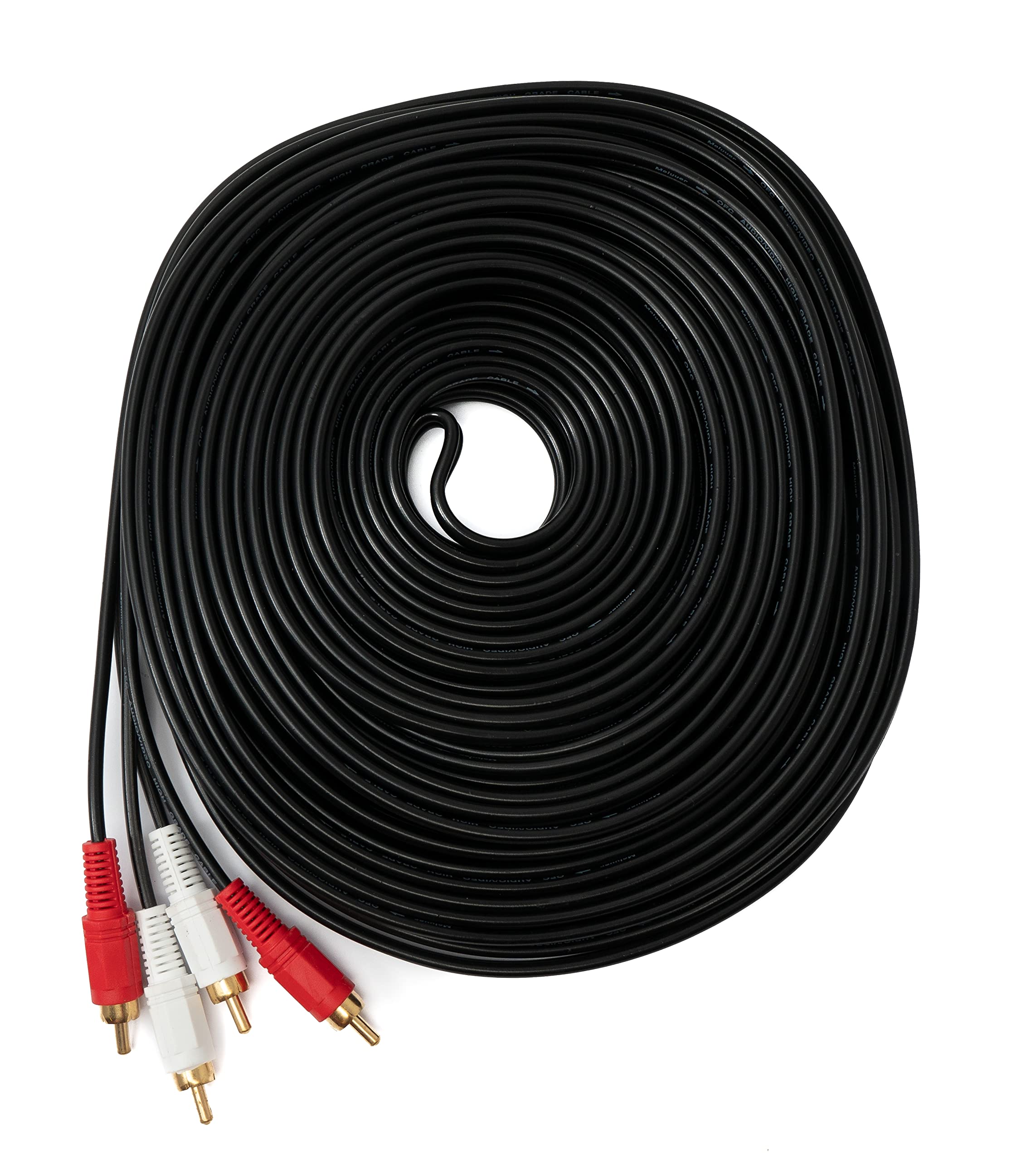 System-S Cable RCA 2 RCA de 20 m macho a macho, adaptador AV estéreo en negro