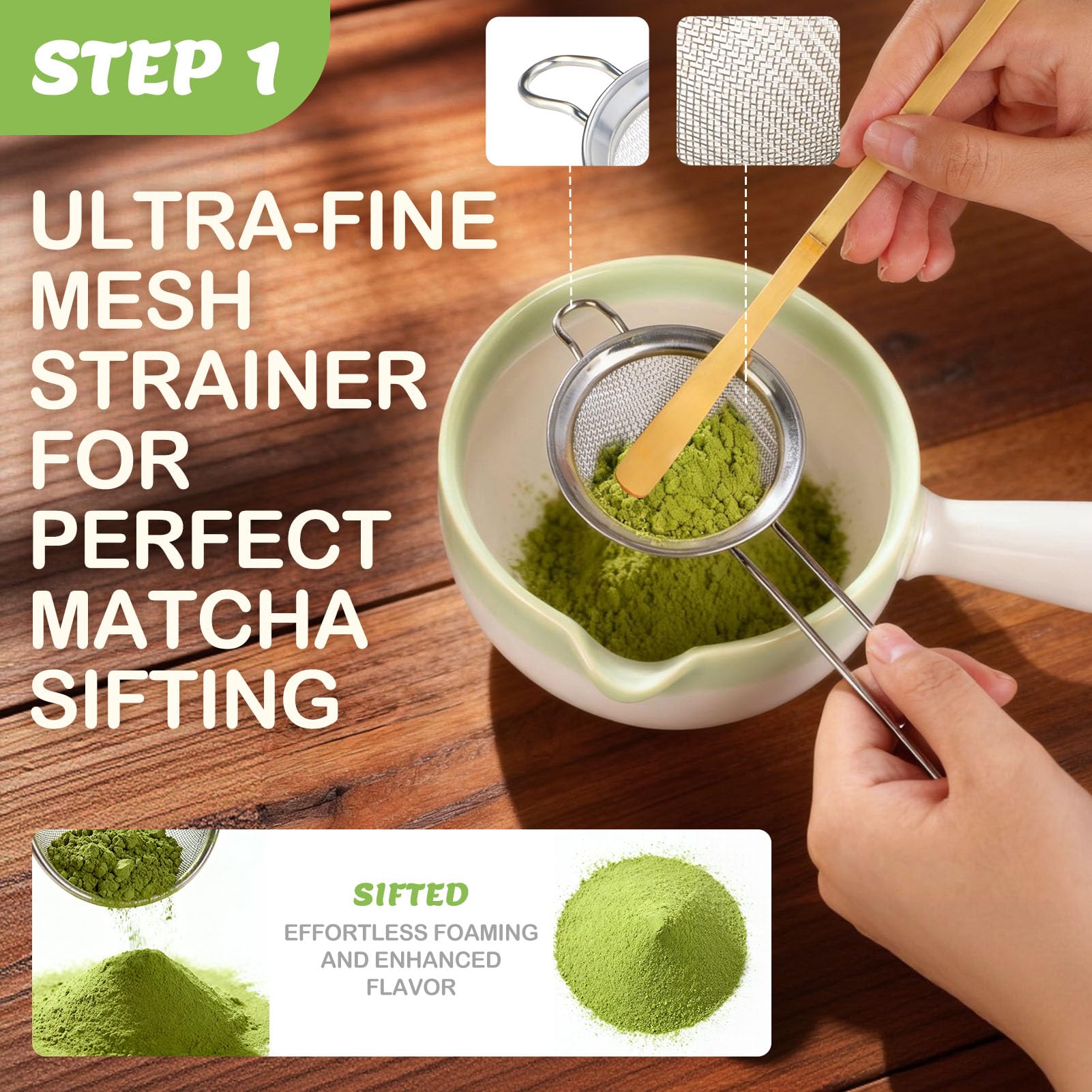 Matcha Whisk Set, Matcha Set Home and Kitchen, Matcha Kit Handled Matcha Bowl Tea Set, Christmas Gifts for Women Mom, Kitchen Decor And Accessories, Matcha Sifter Tea Cup Set Christmas Kitchen Decor