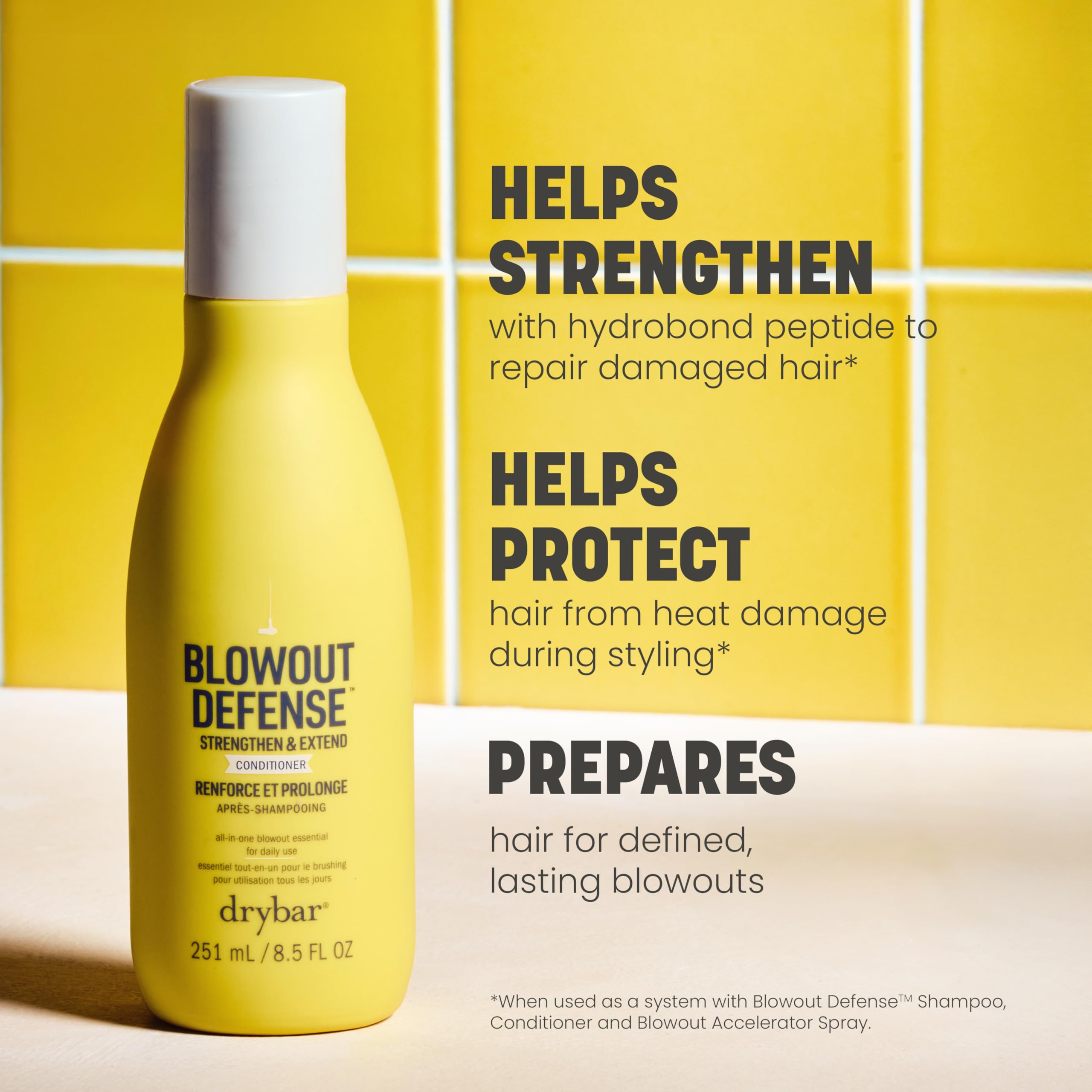 Drybar Blowout Defense Strengthen & Extend Conditioner, Lightweight Texture, Hydrates, Detangles, Reduces Breakage, No Build-Up, Long-Lasting Blowouts