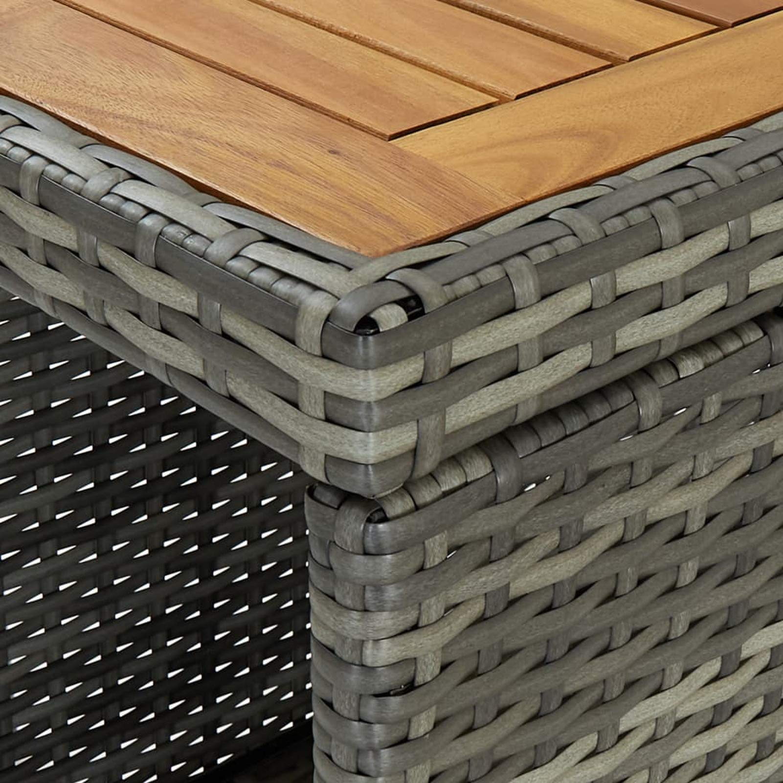 Tidyard Juego de Bar de Jardín de Rattan Sintético con Mesa y 4 Taburetes, Gris, Resistentes a la Intemperie